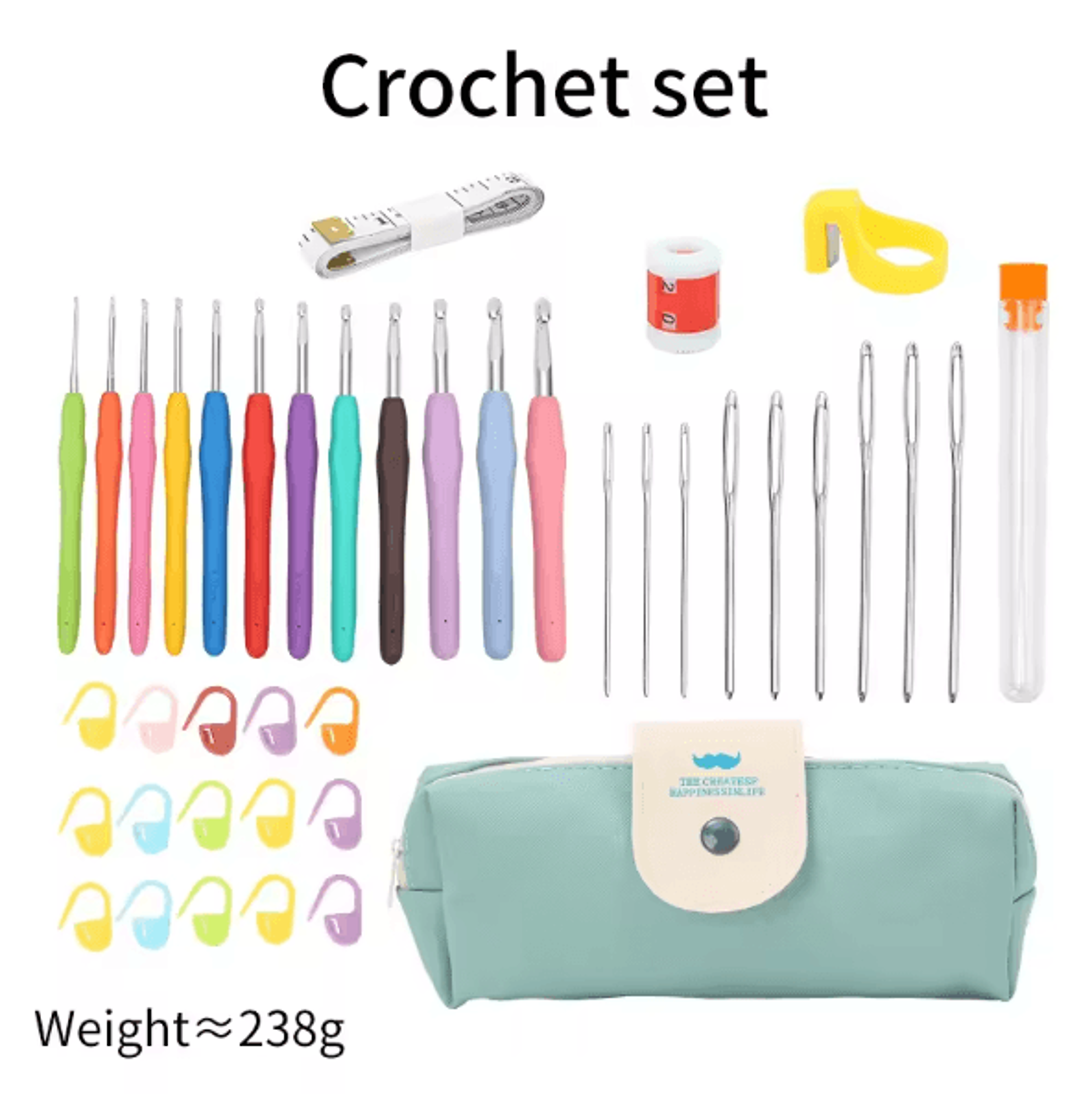 Ergonomic ExtraLong Crochet Hook Set  Complete Beginner Crochet Kit With Case 8