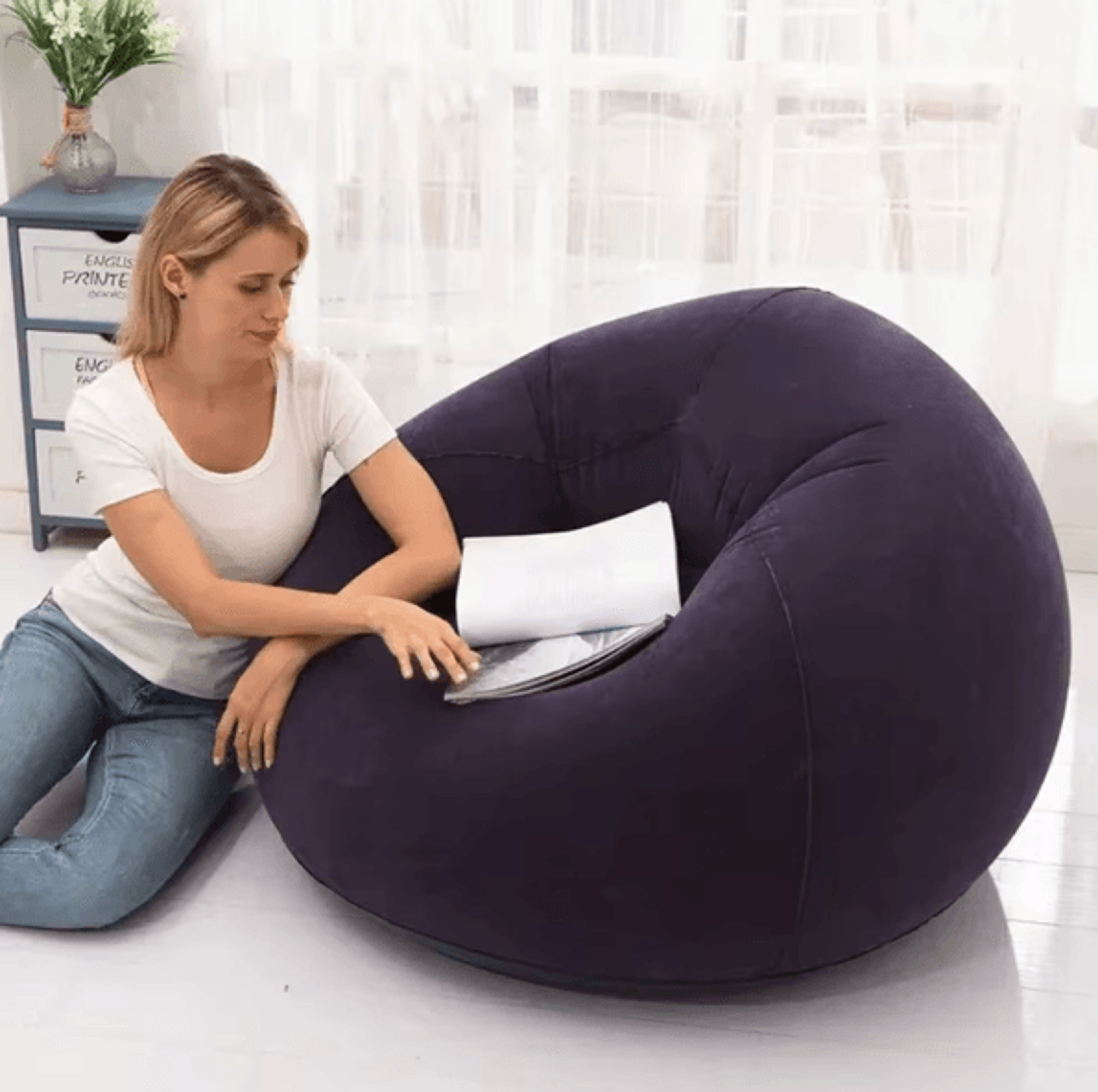UltraComfort Inflatable Sofa Chair  Portable Lazy Lounger Air Bean Bag Couch 2