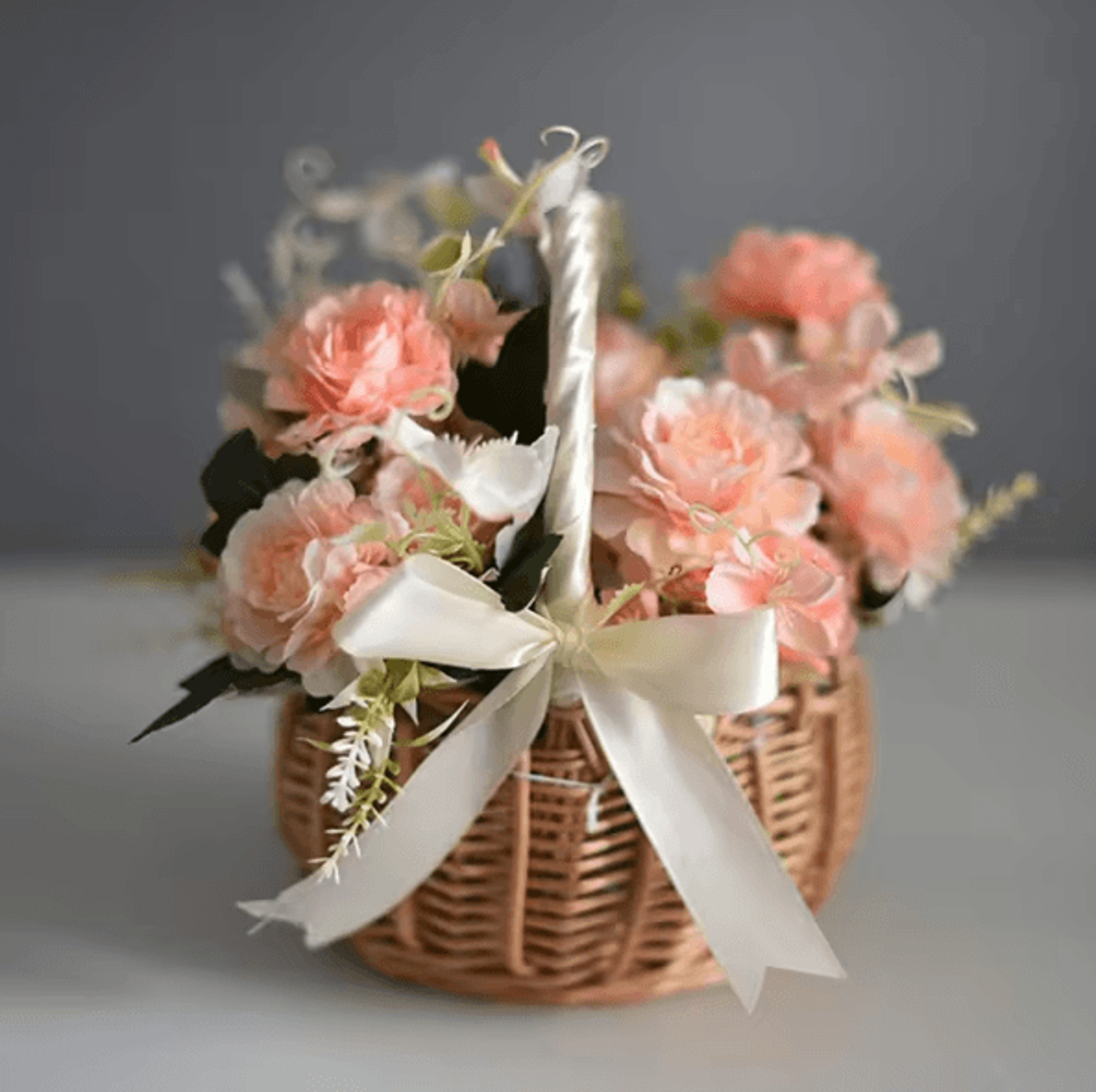 Handwoven Rattan Flower Basket  Rustic Wedding Flower Girl  Decorative Storage Basket 1