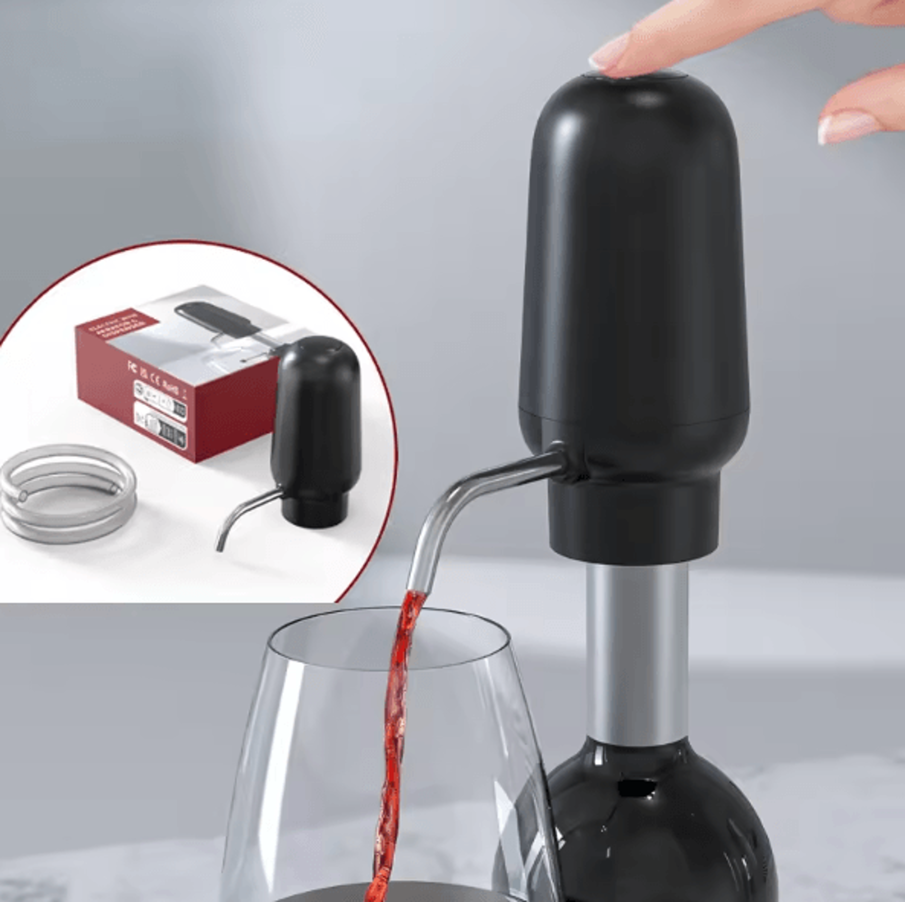 aeropour smart electric wine decanter & automatic dispenser with adjustable pouring