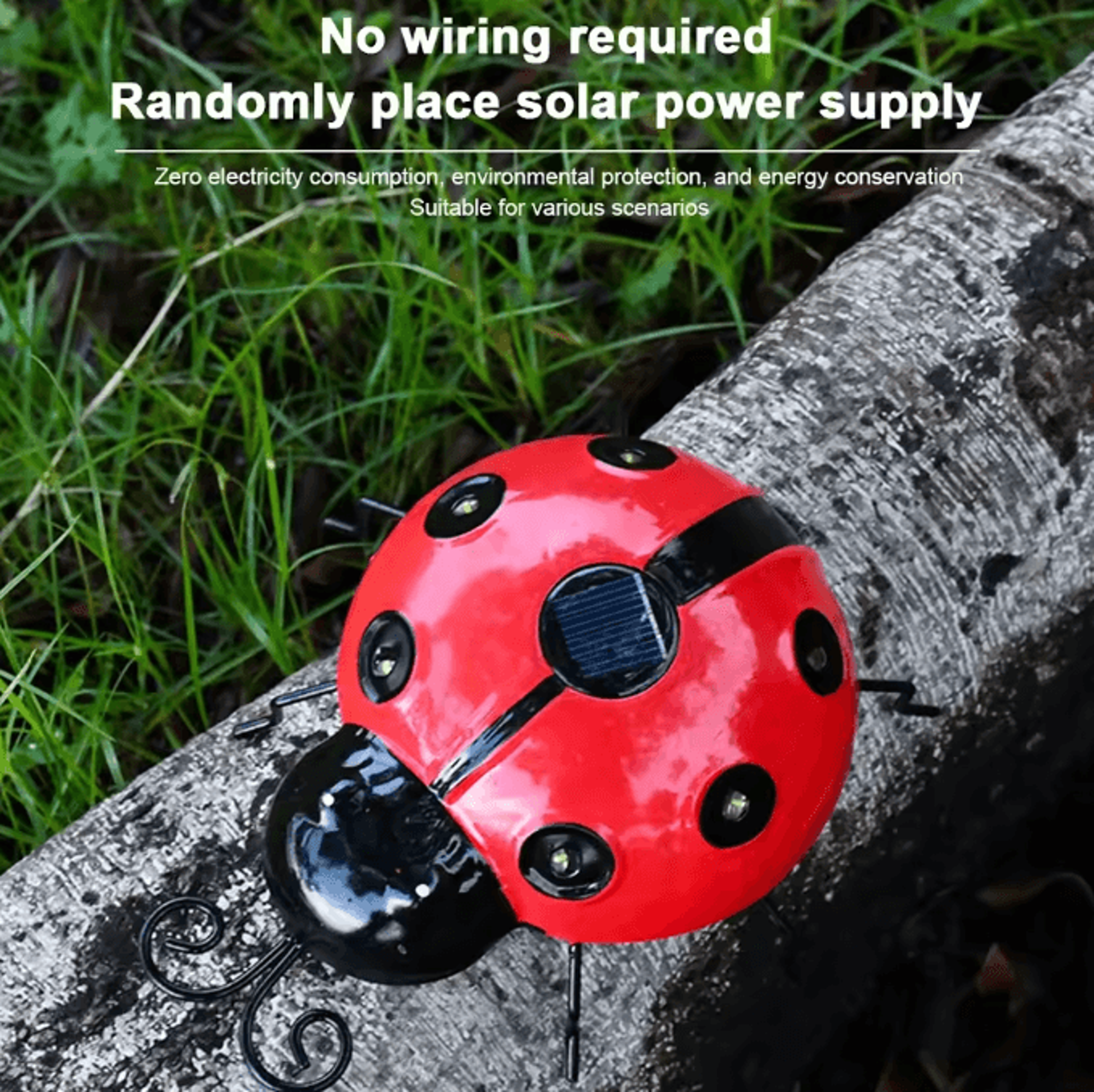 GlowBug Solar Ladybug Hanging Light Waterproof Metal Garden Decor Outdoor LED Porch Backyard Orname 2
