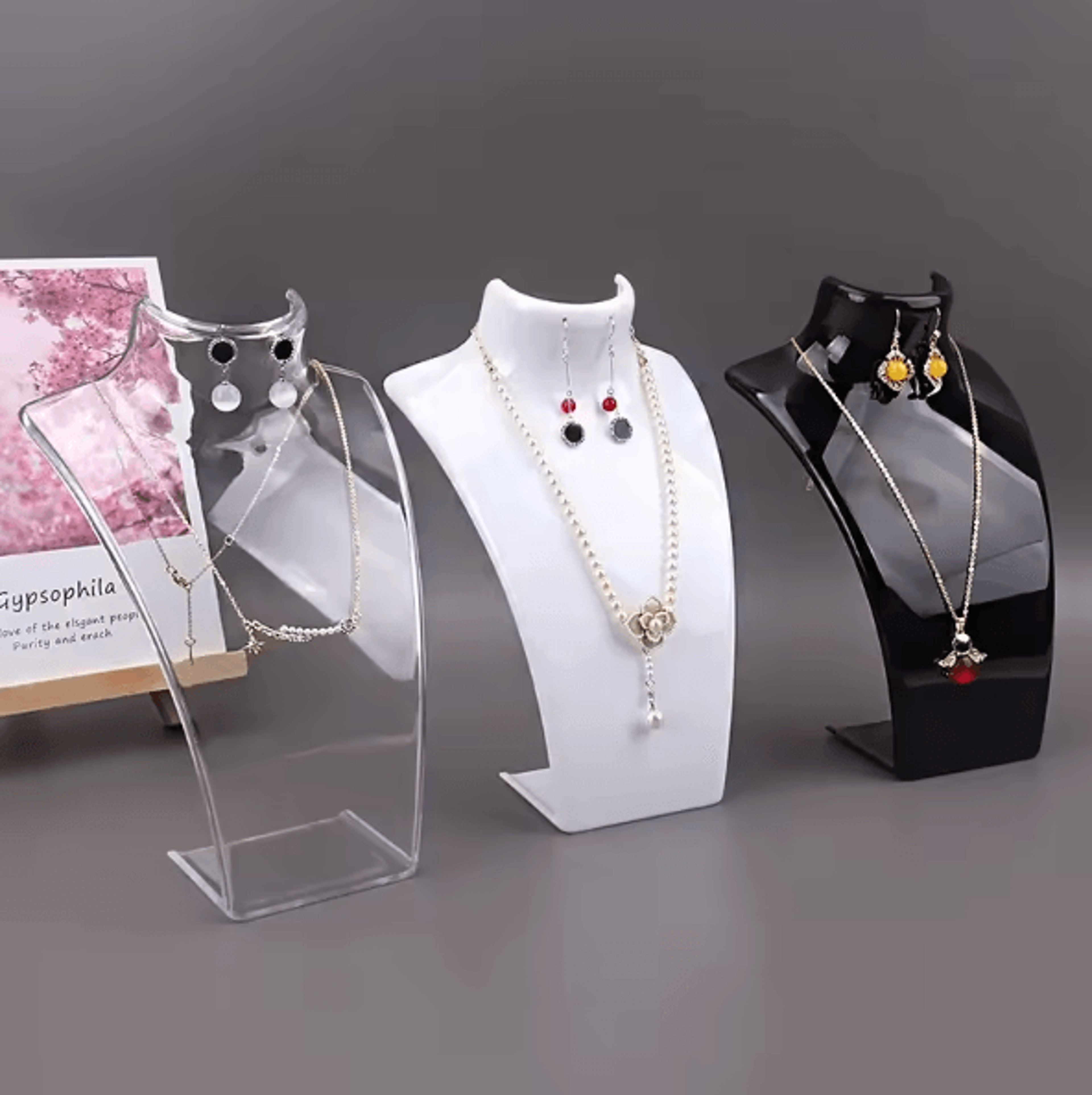 luxeform jewelry mannequin bust stand necklace display holder for earrings pendant showcase elegant retail organizer