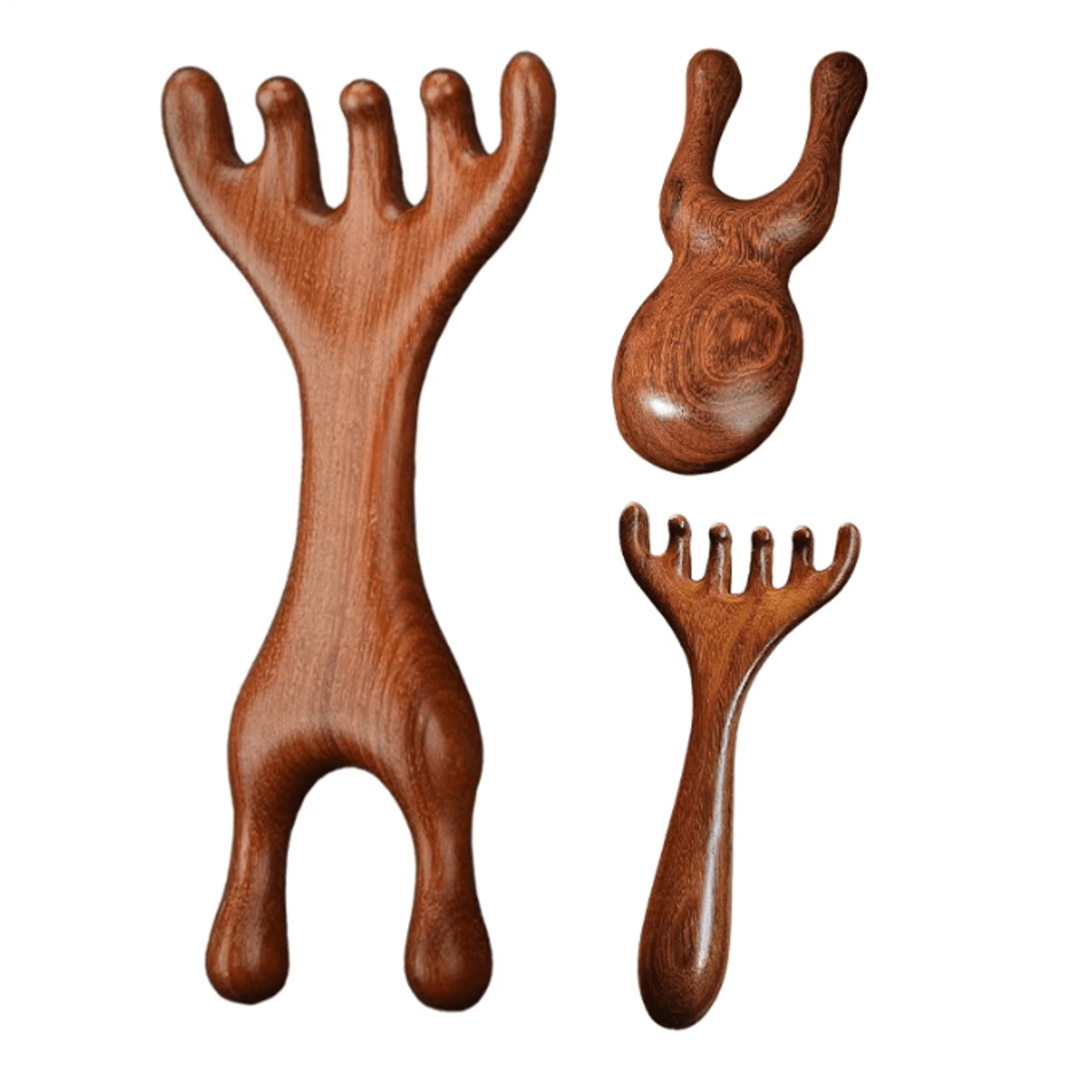 zenaura sandalwood deer antler massage comb gua sha scalp & facial meridian therapy tool