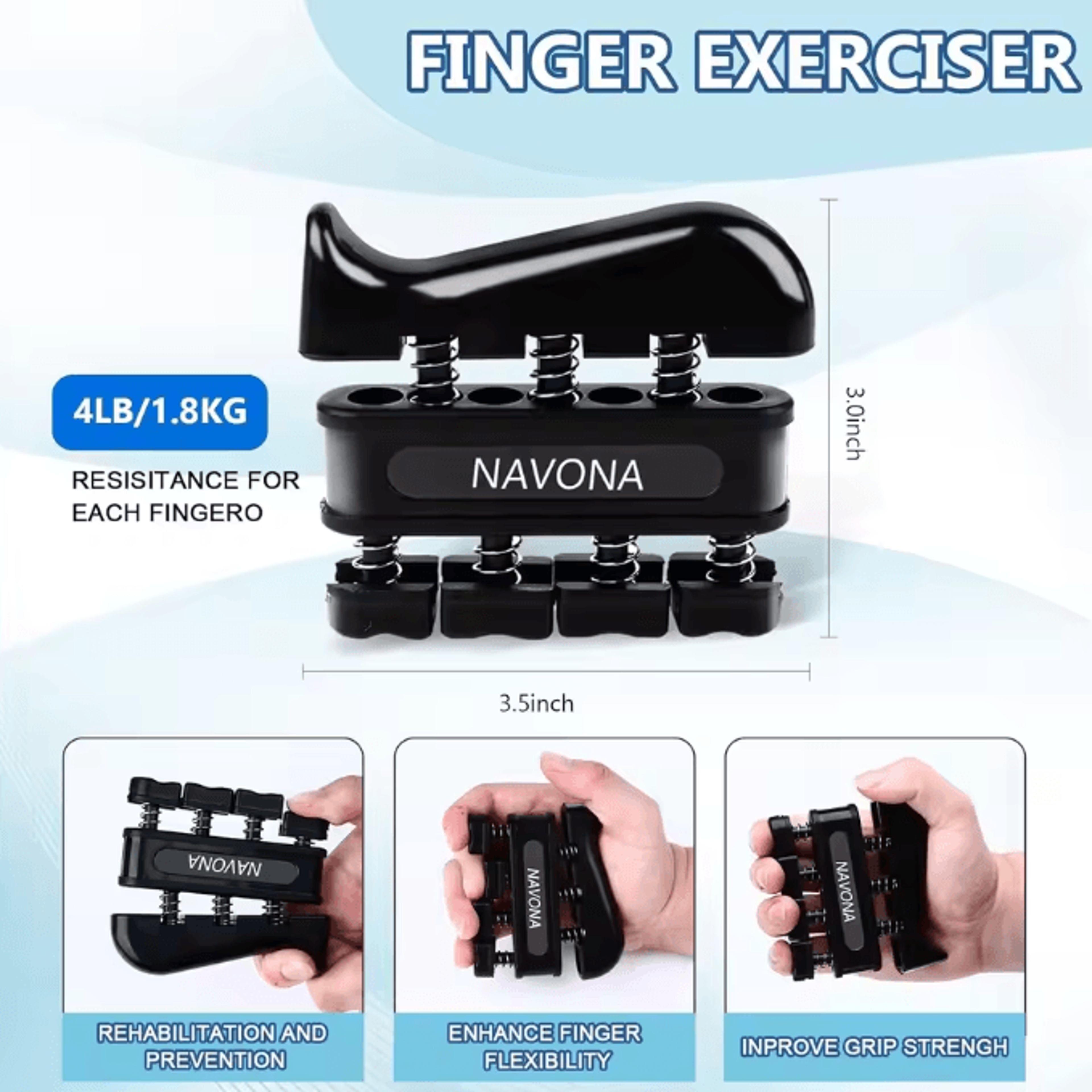 PowerGrip 5in1 Grip Trainer Kit Adjustable Hand Gripper Set With Finger Exercisers  Stress Ball For 4