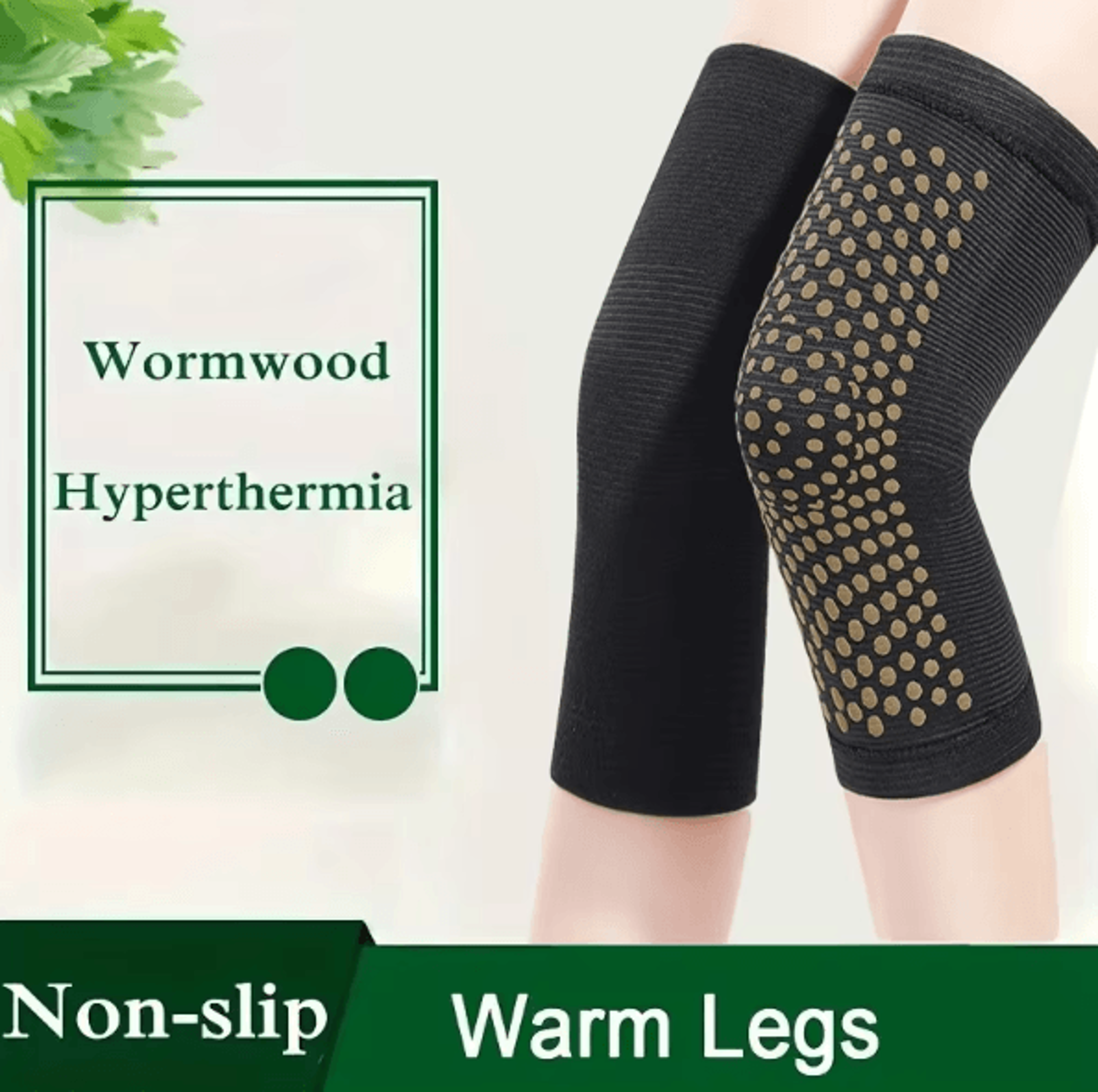 thermorelief wormwood heated knee support brace latex compression sleeve for pain relief & joint protection