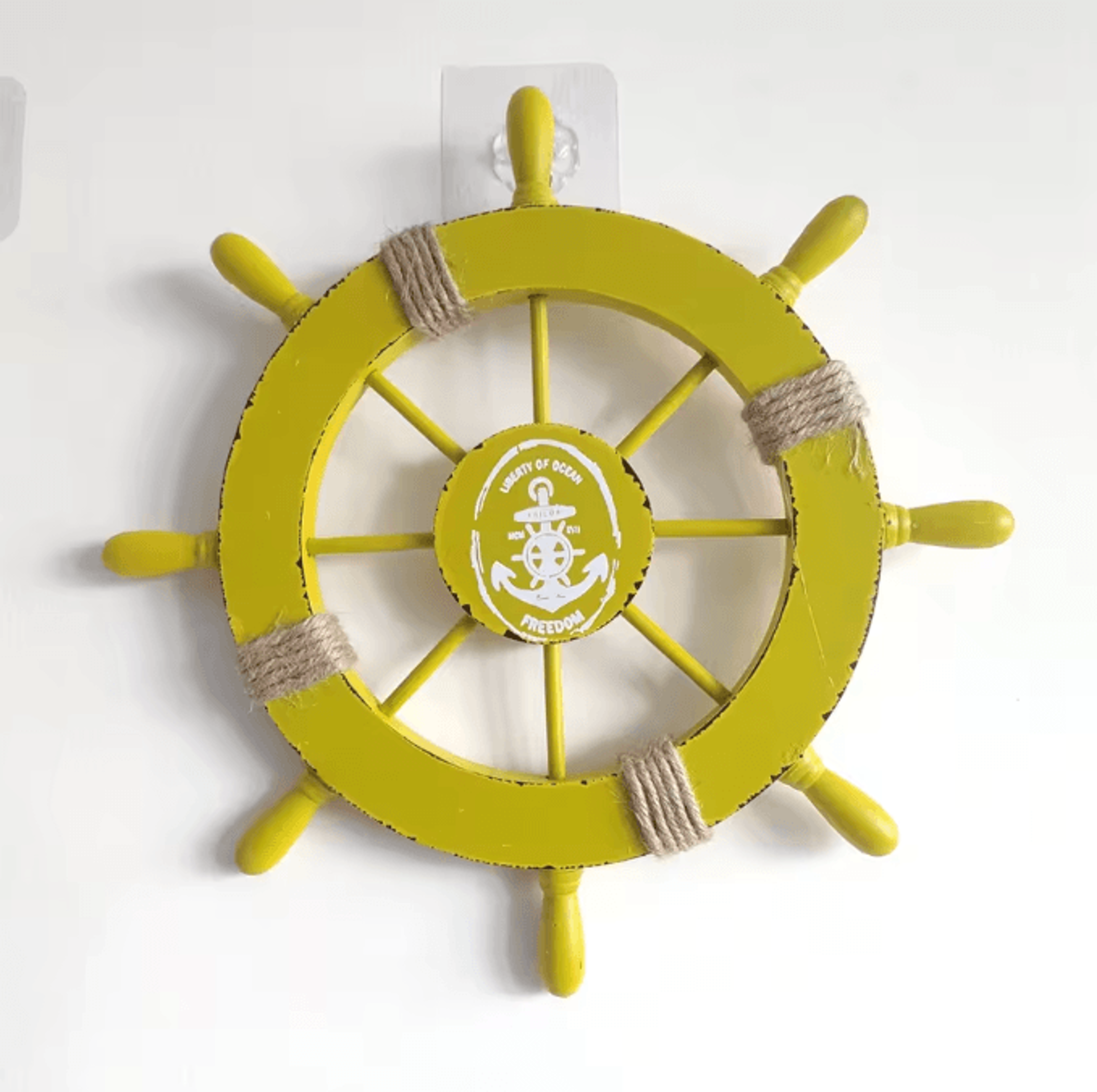Retro Wooden Ship Wheel Helm Decor  Vintage Nautical Boat Steering Wall Art For Coastal Home Decora 1