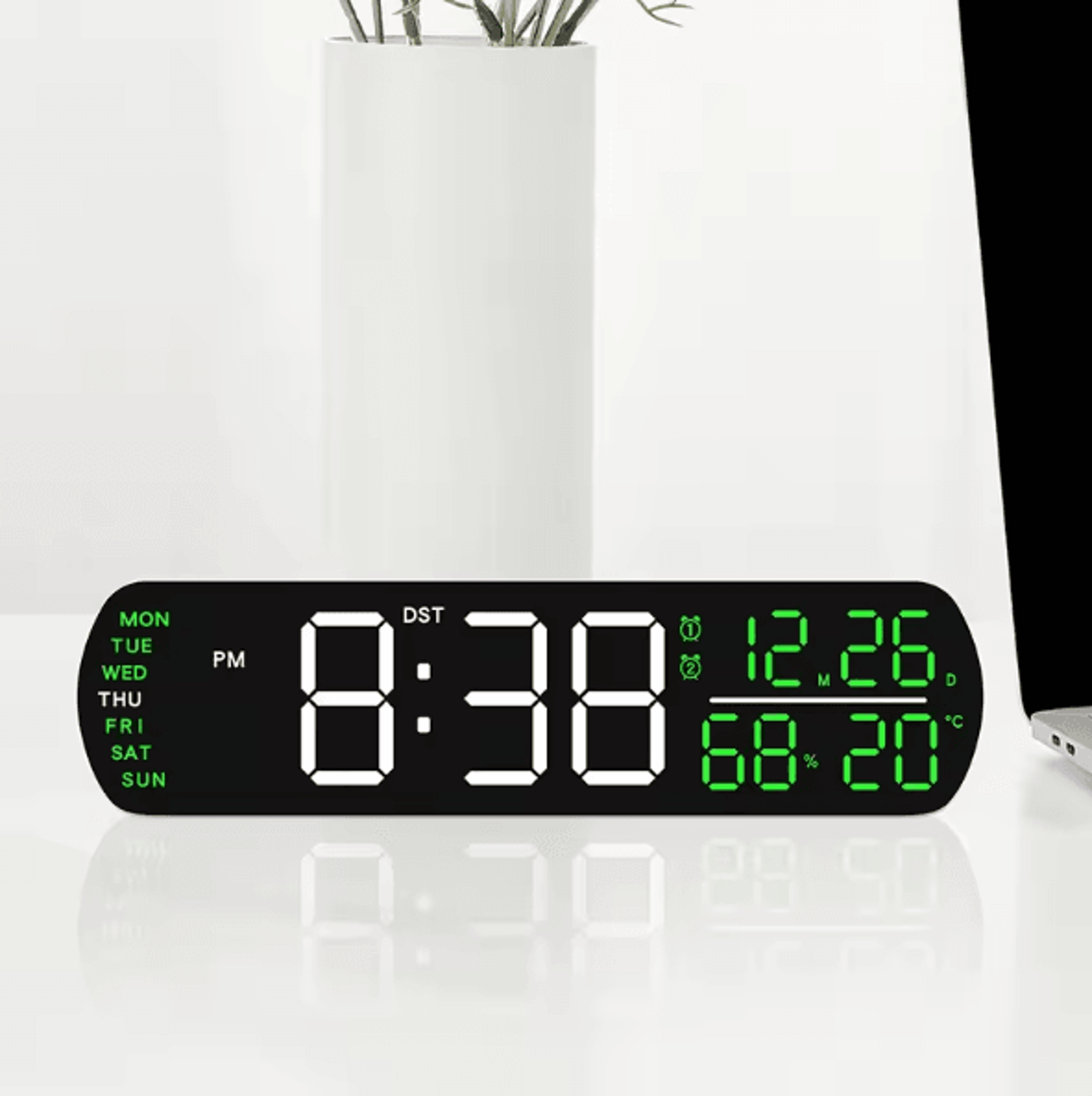 Multifunction LED Digital Alarm Clock  AutoDimmable Temperature  Humidity Desk Clock With Dual Alar 5
