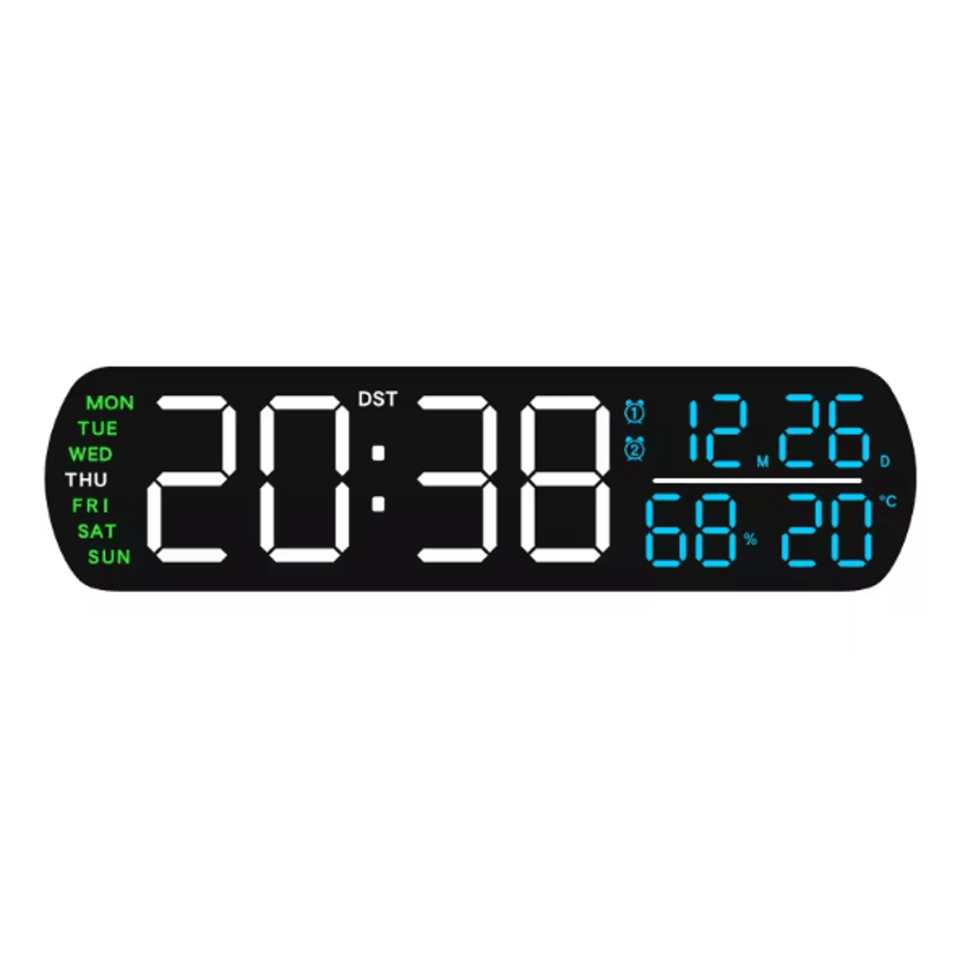 Multifunction LED Digital Alarm Clock  AutoDimmable Temperature  Humidity Desk Clock With Dual Alar 11