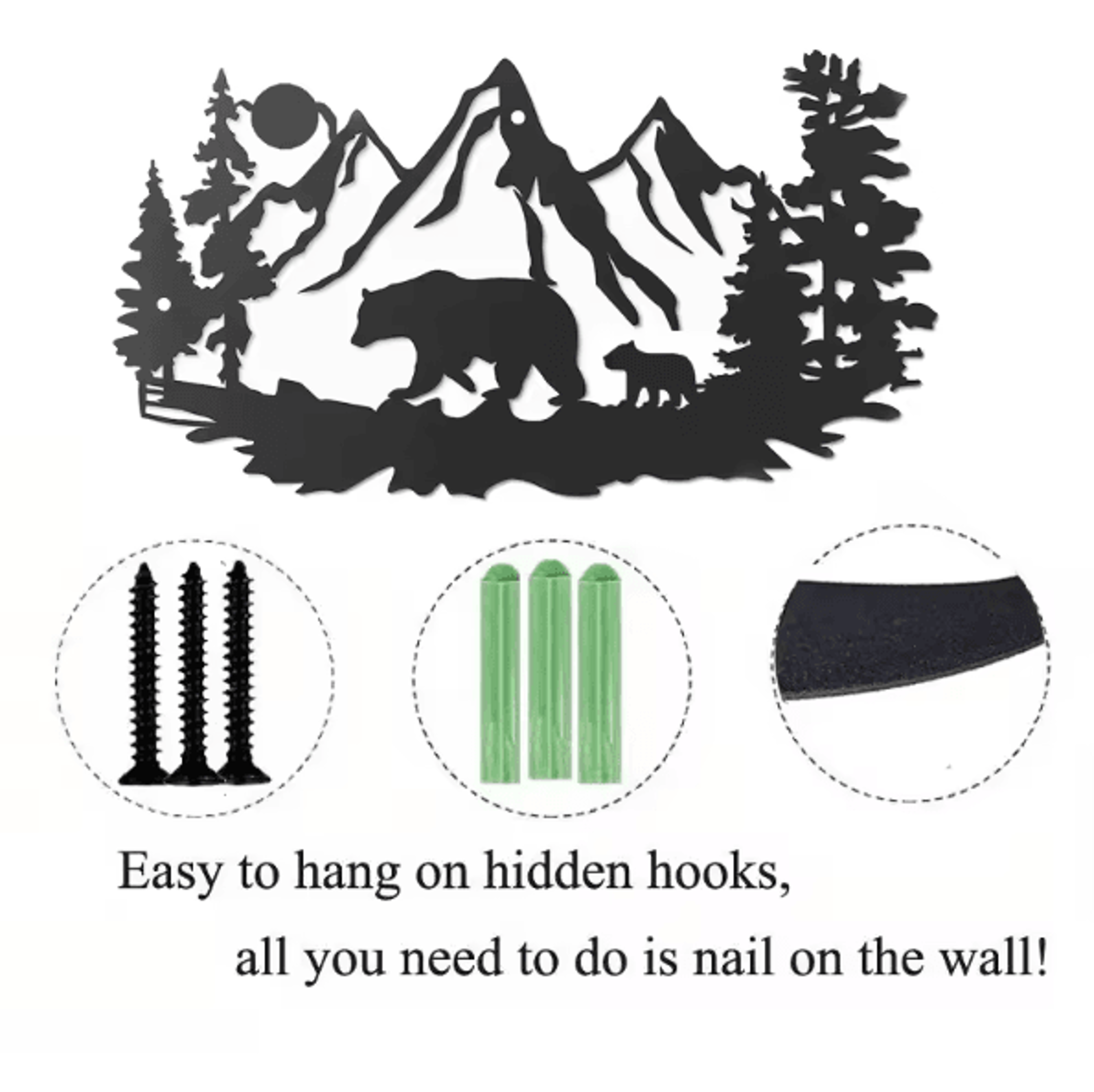 Rustic Metal Bear Wall Decor  Cabin Lodge Forest Animal Wall Art For Home  Outdoor Spaces 4