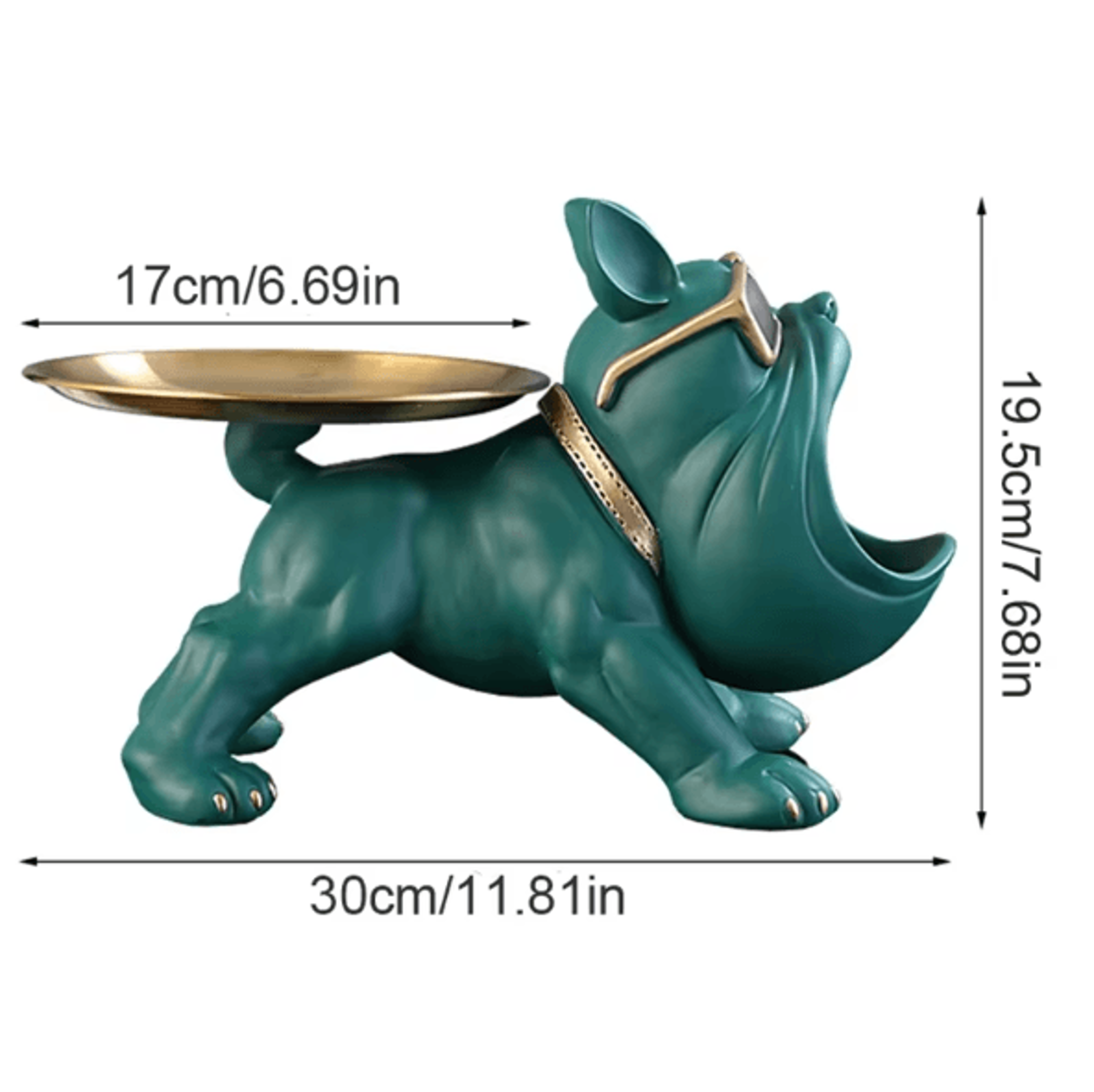 Large Bulldog Storage Statue  Resin Dog Figurine With Tray Organizer For Home Decor  Desk Storage 3