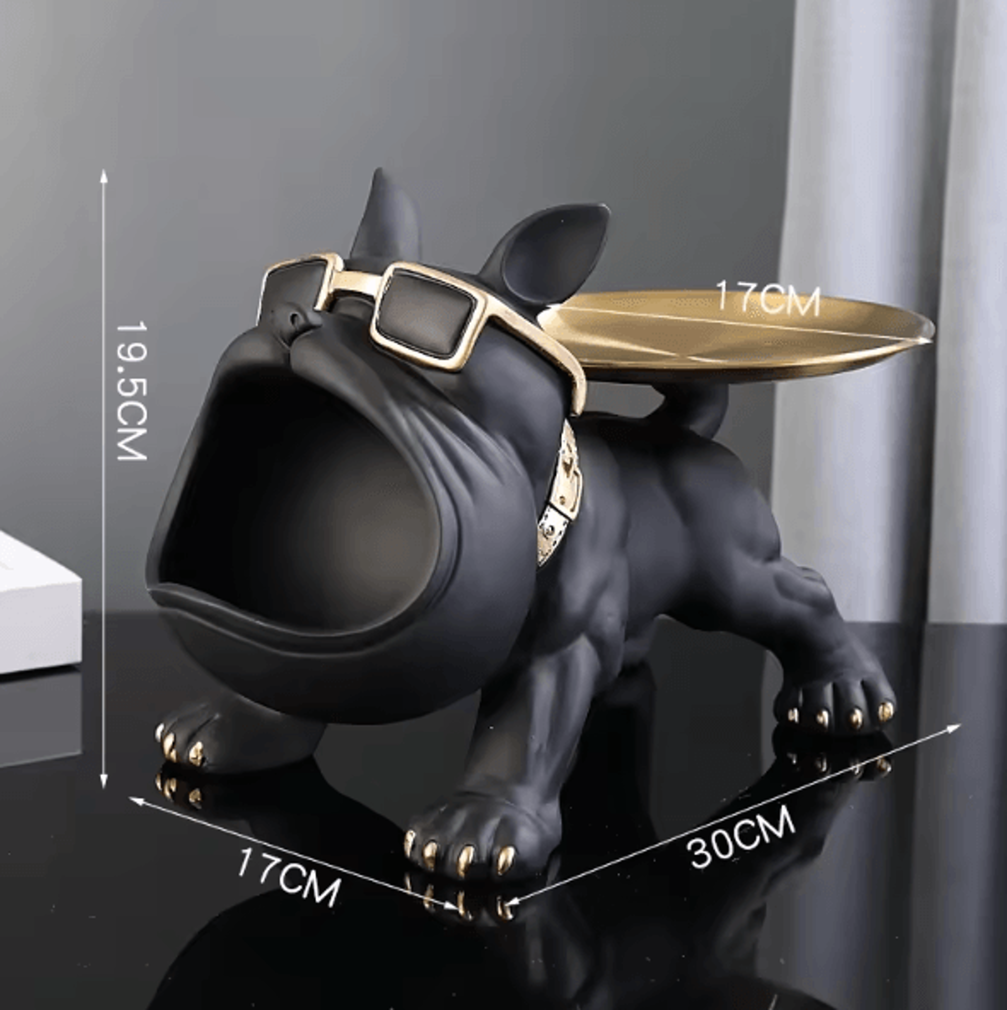 Large Bulldog Storage Statue  Resin Dog Figurine With Tray Organizer For Home Decor  Desk Storage 6