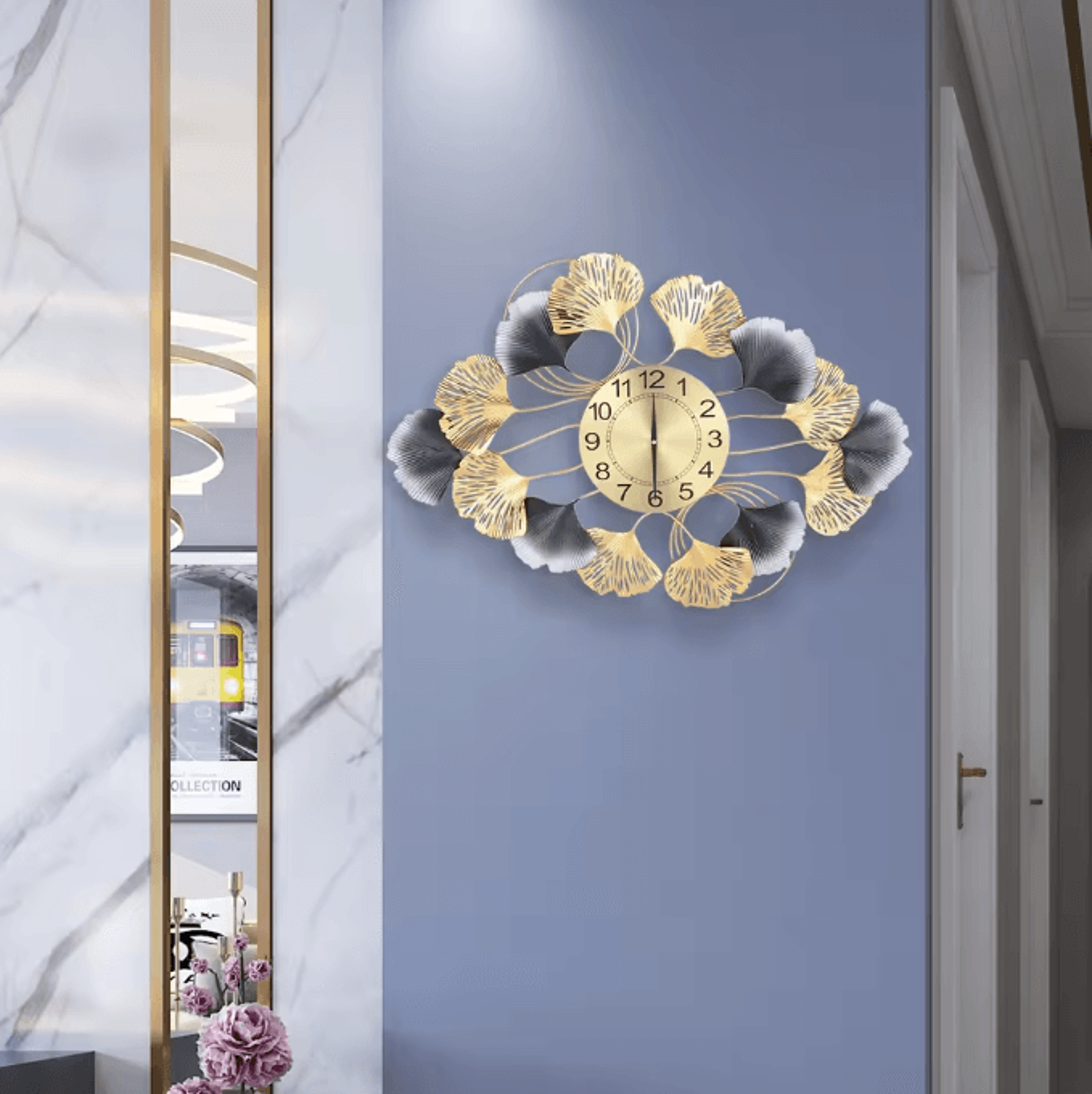 Large Modern Gold Wall Clock  Luxury Creative Oversized Wall Art Clock For Living Room Decor 2