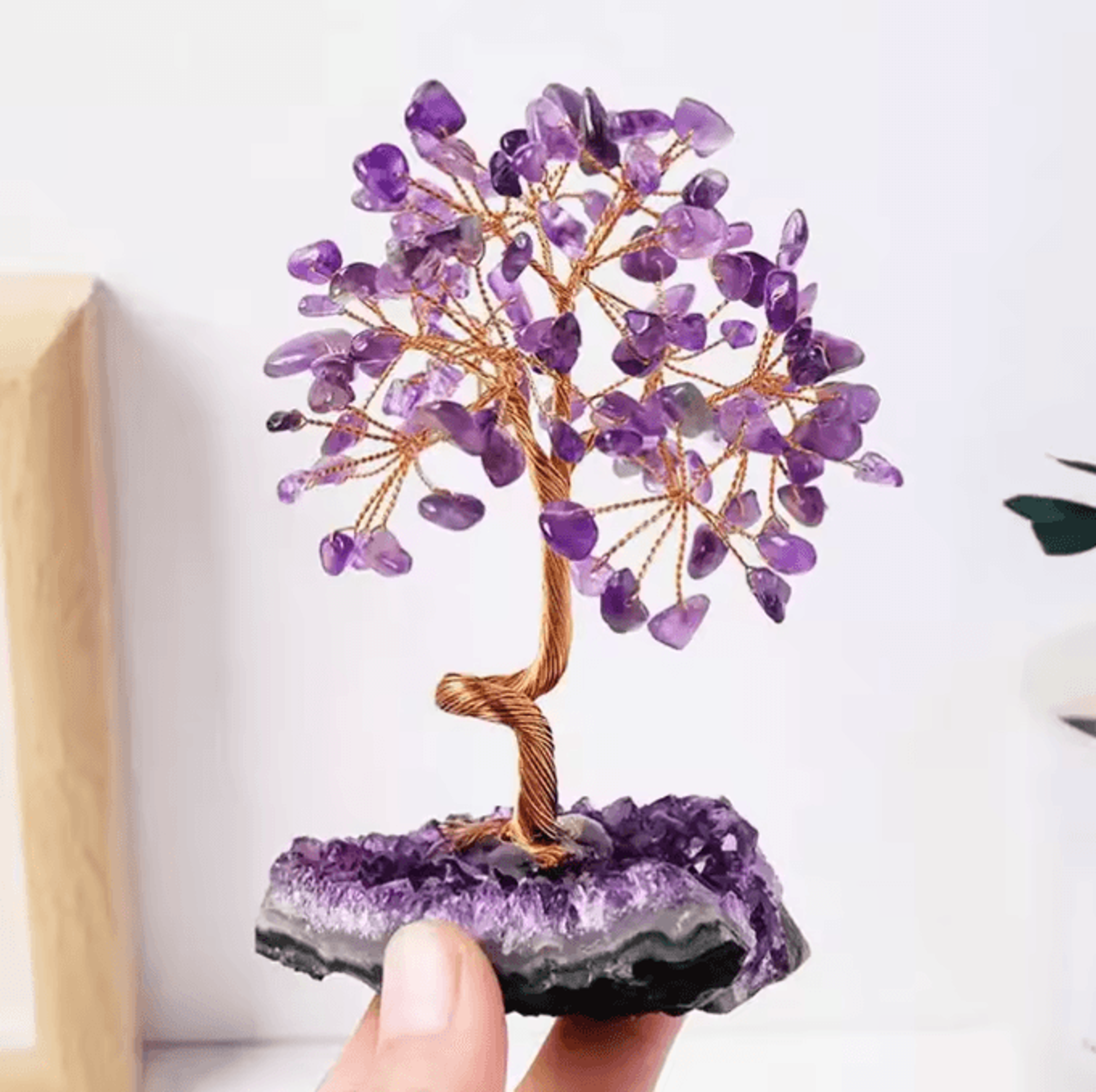 Amethyst Crystal Tree Of Life  Wire Wrapped Healing Crystal Bonsai Decor With Natural Stone Base 2
