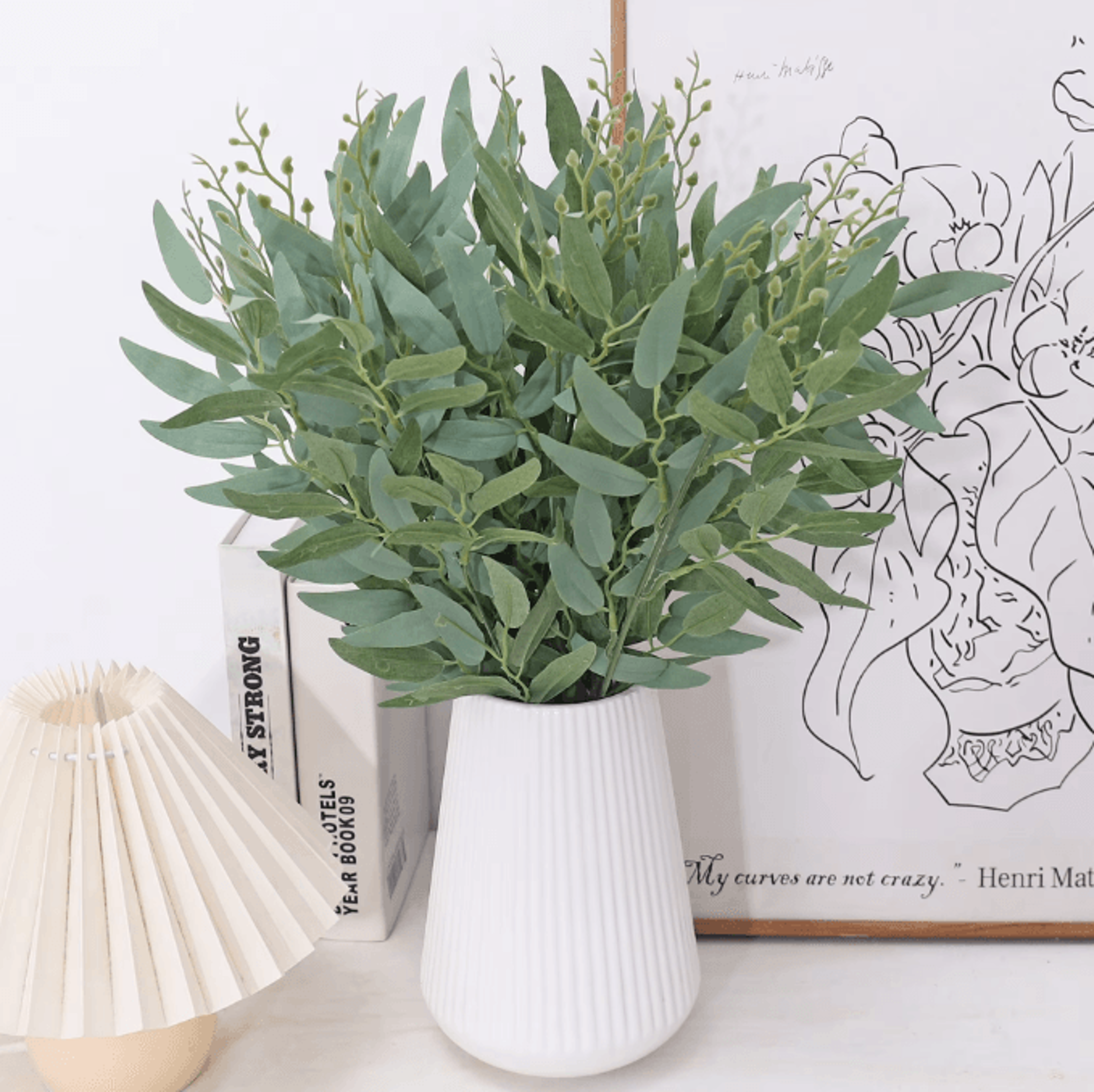 Artificial Eucalyptus Willow Leaves Garland  Realistic Greenery Vine Decor For Home Wedding  Outdoo 2