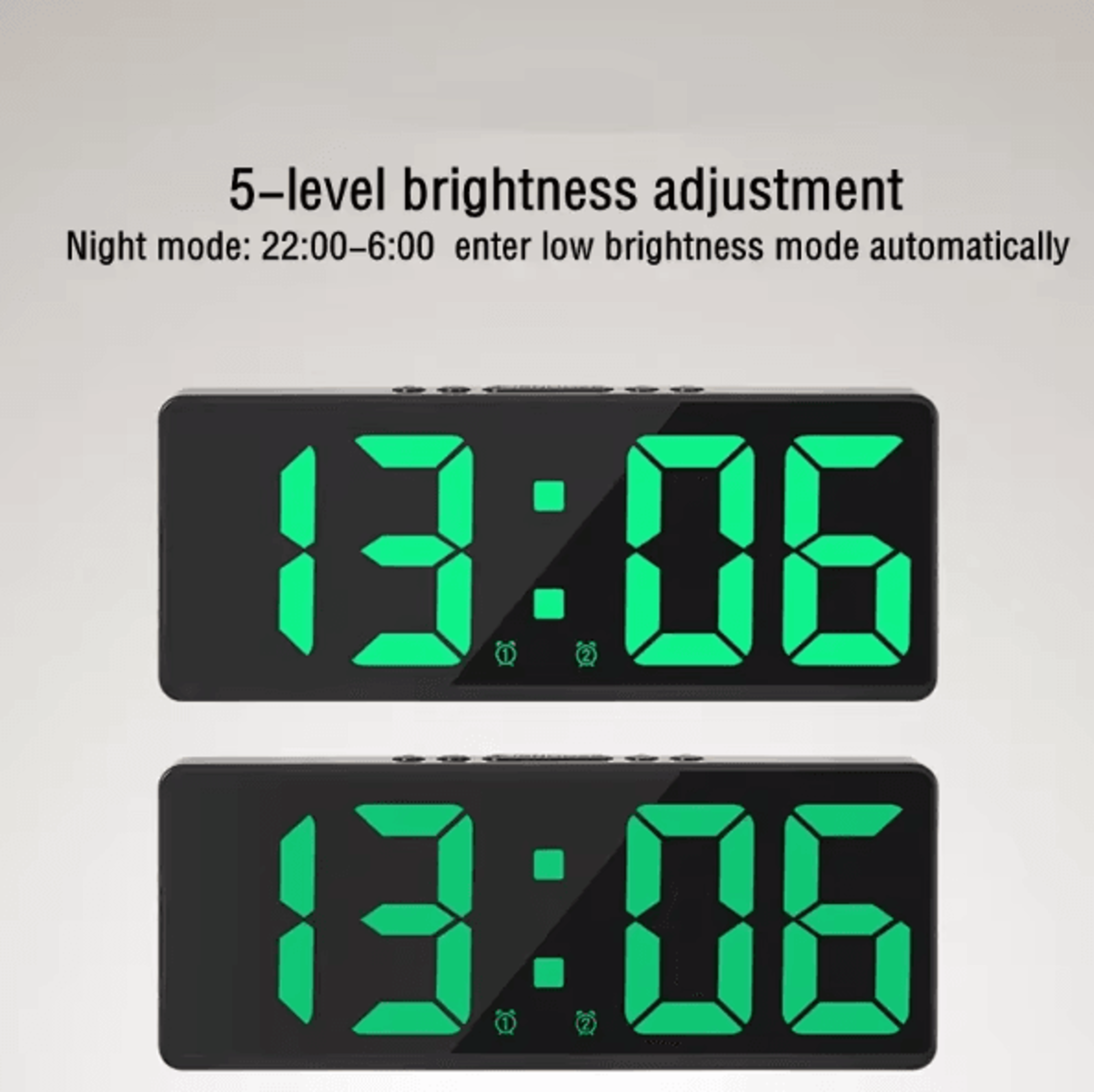 Voice Control LED Digital Alarm Clock With Temperature Display Snooze  Night Mode Smart Bedside Des 1