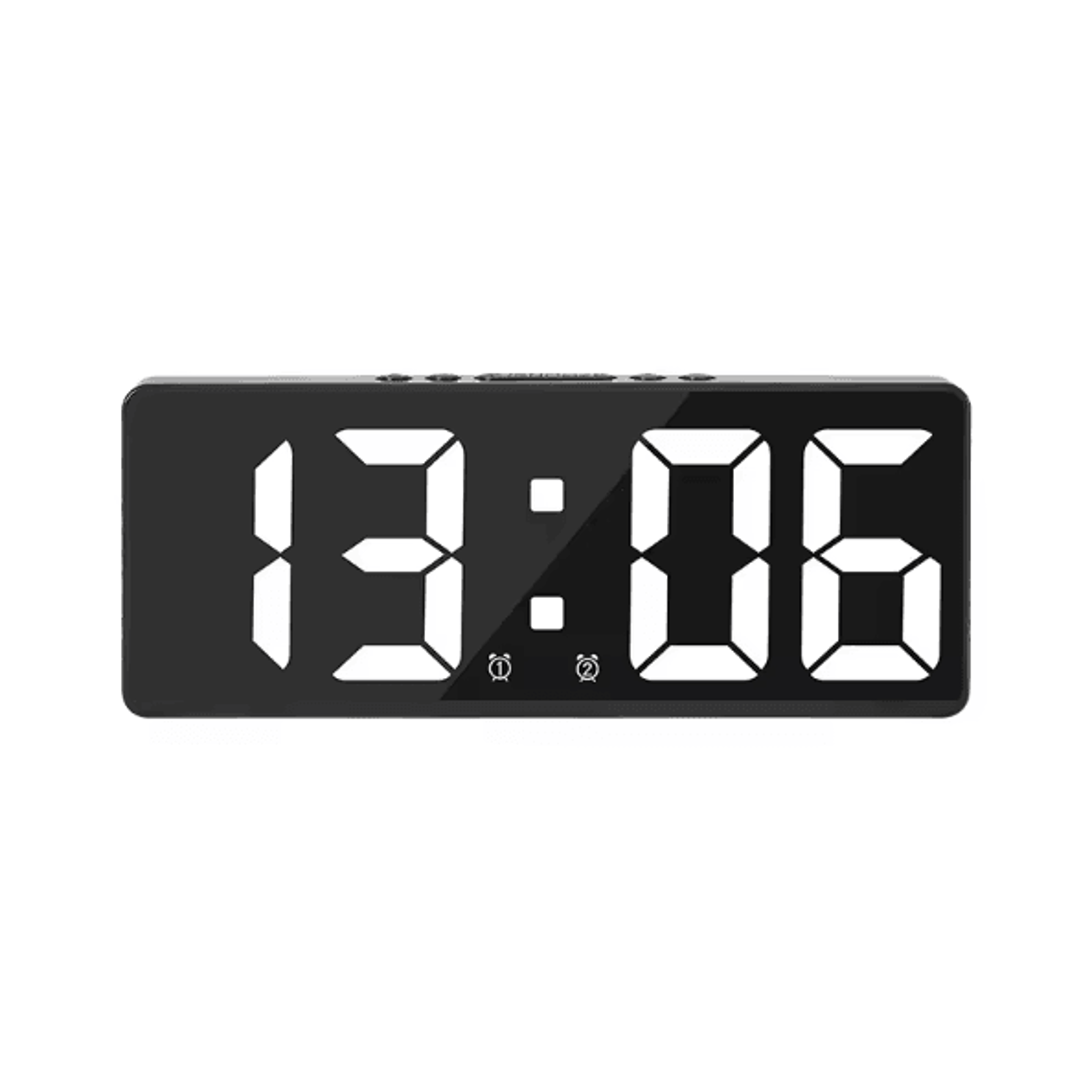 Voice Control LED Mirror Digital Alarm Clock With Temperature Display Snooze  Night Mode Bedside Cl 10