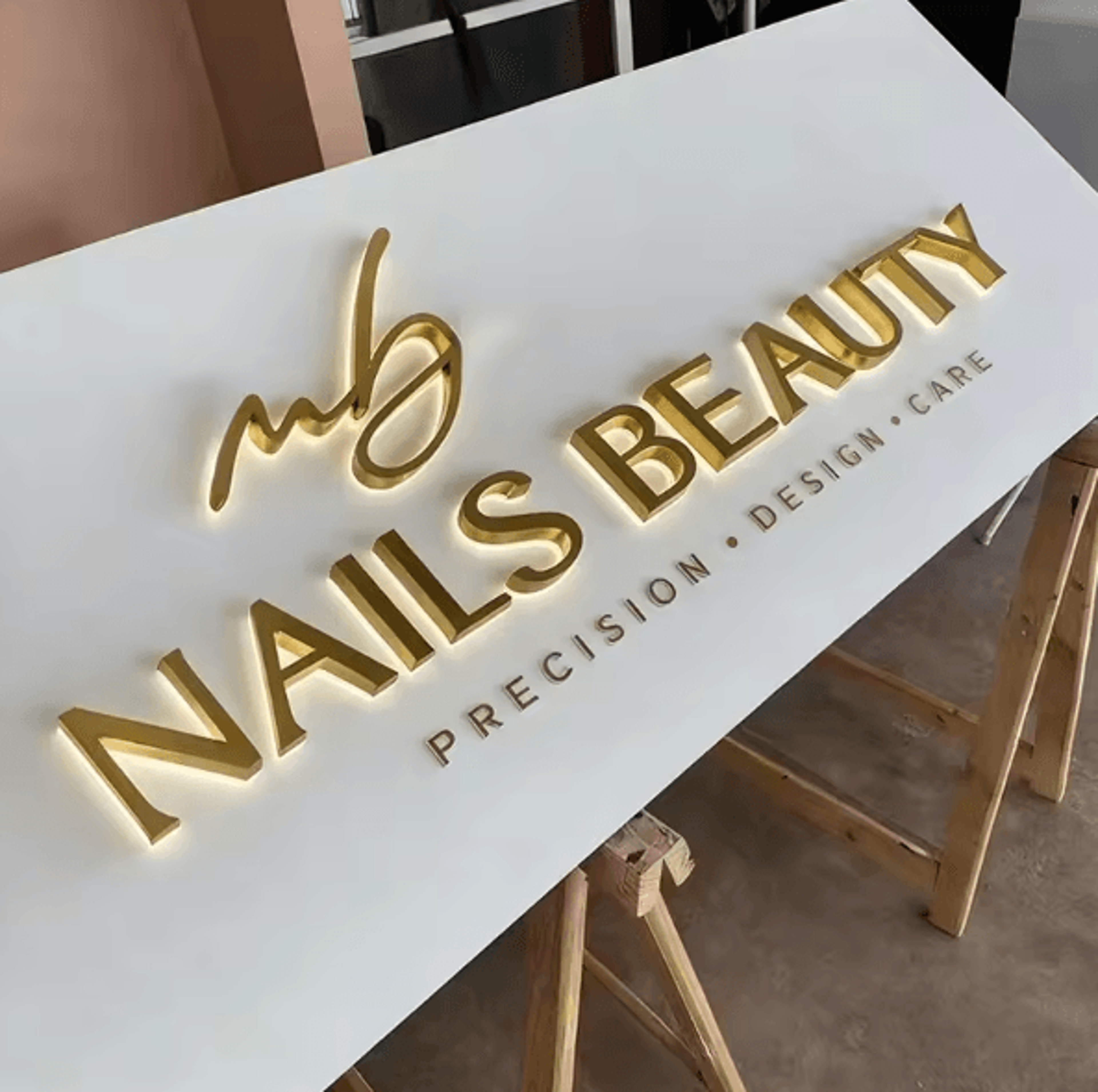 custom 3d led backlit acrylic business sign with illuminated letters for shop salon spa branding