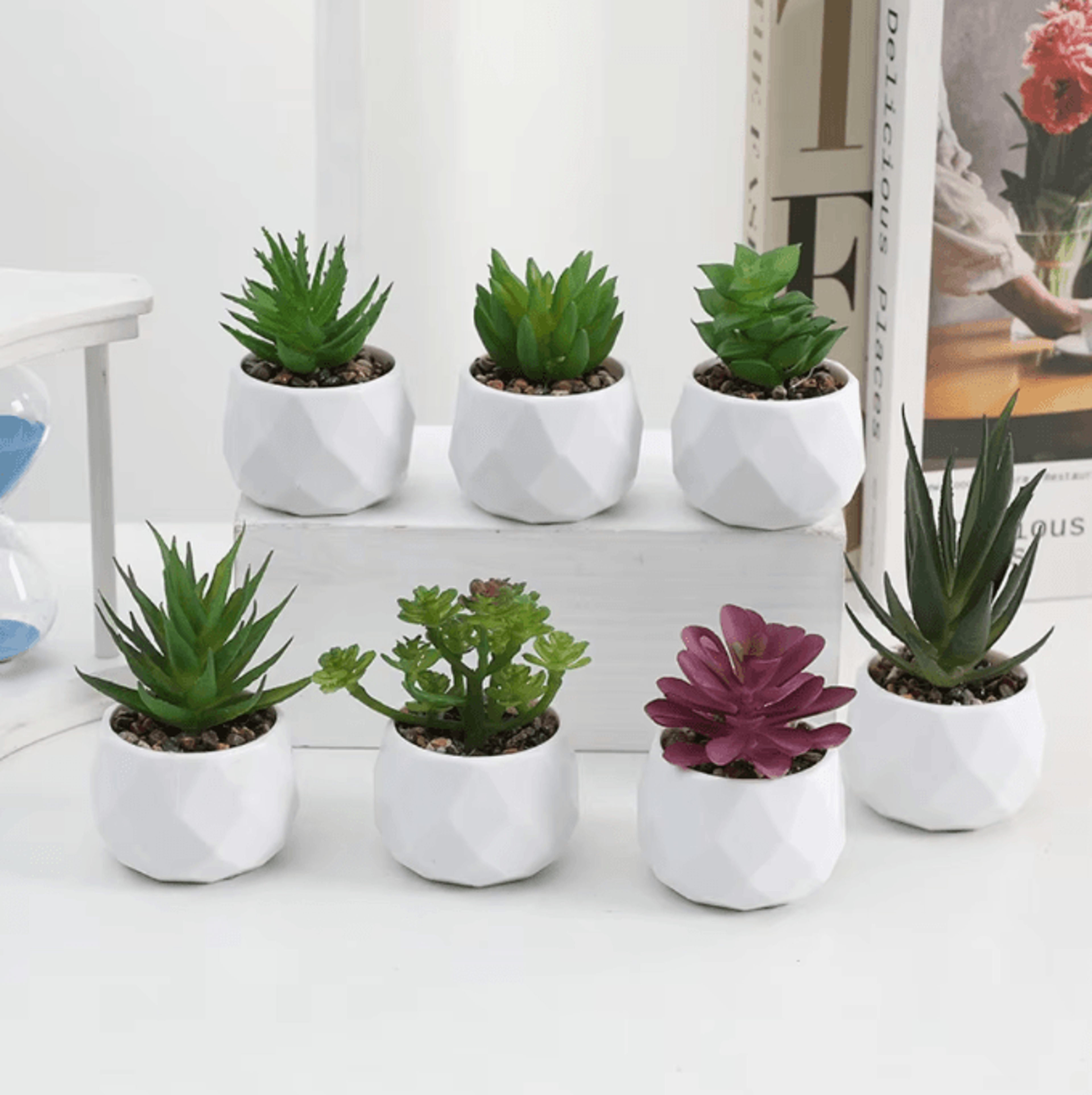 Mini Artificial Succulent Bonsai Plants Realistic Fake Greenery Decor For Desk And Home 1