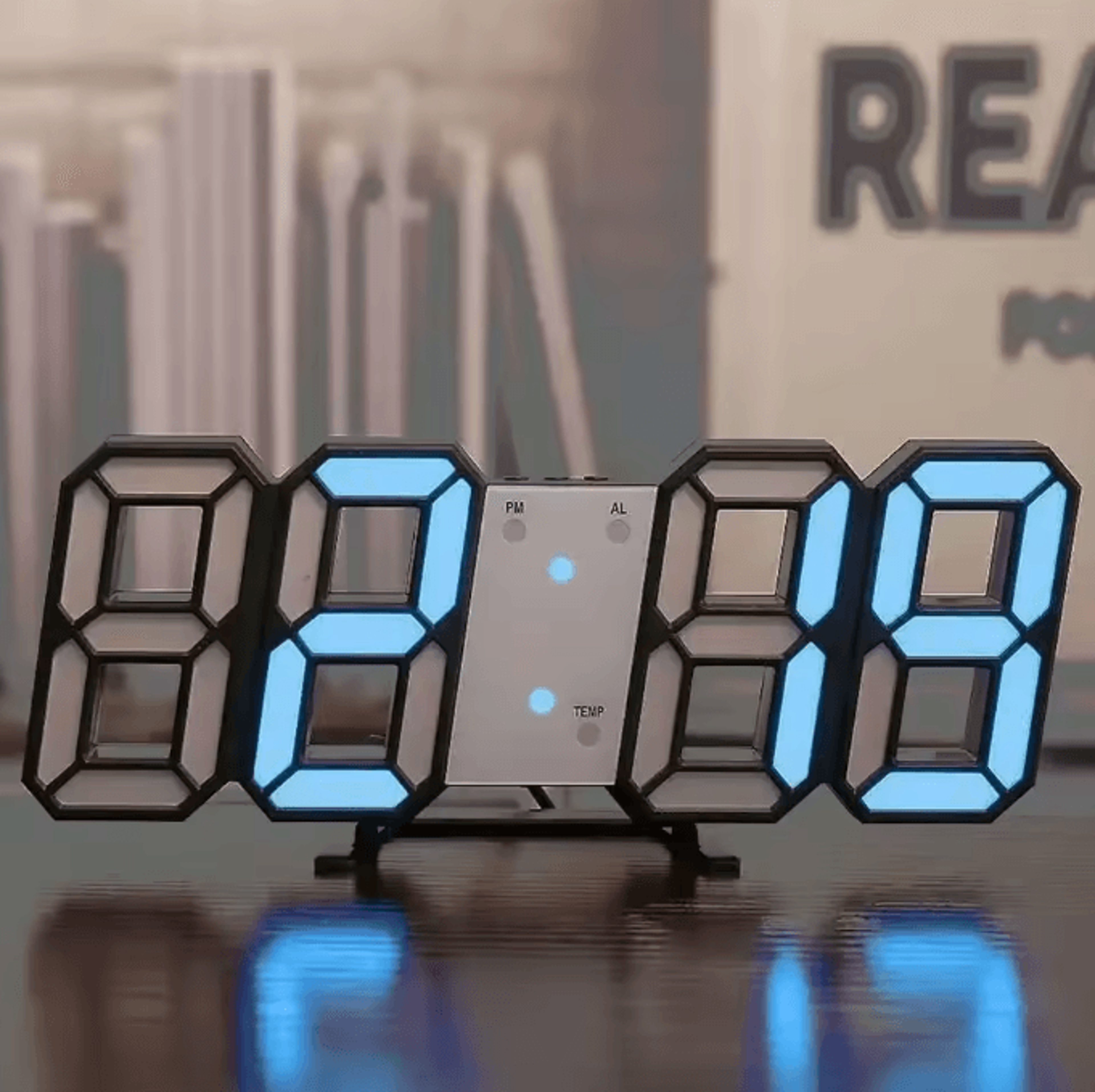 3D LED Digital Wall Clock With Night Mode  Modern Glow LED Wall Decor  Adjustable Desk Clock 8