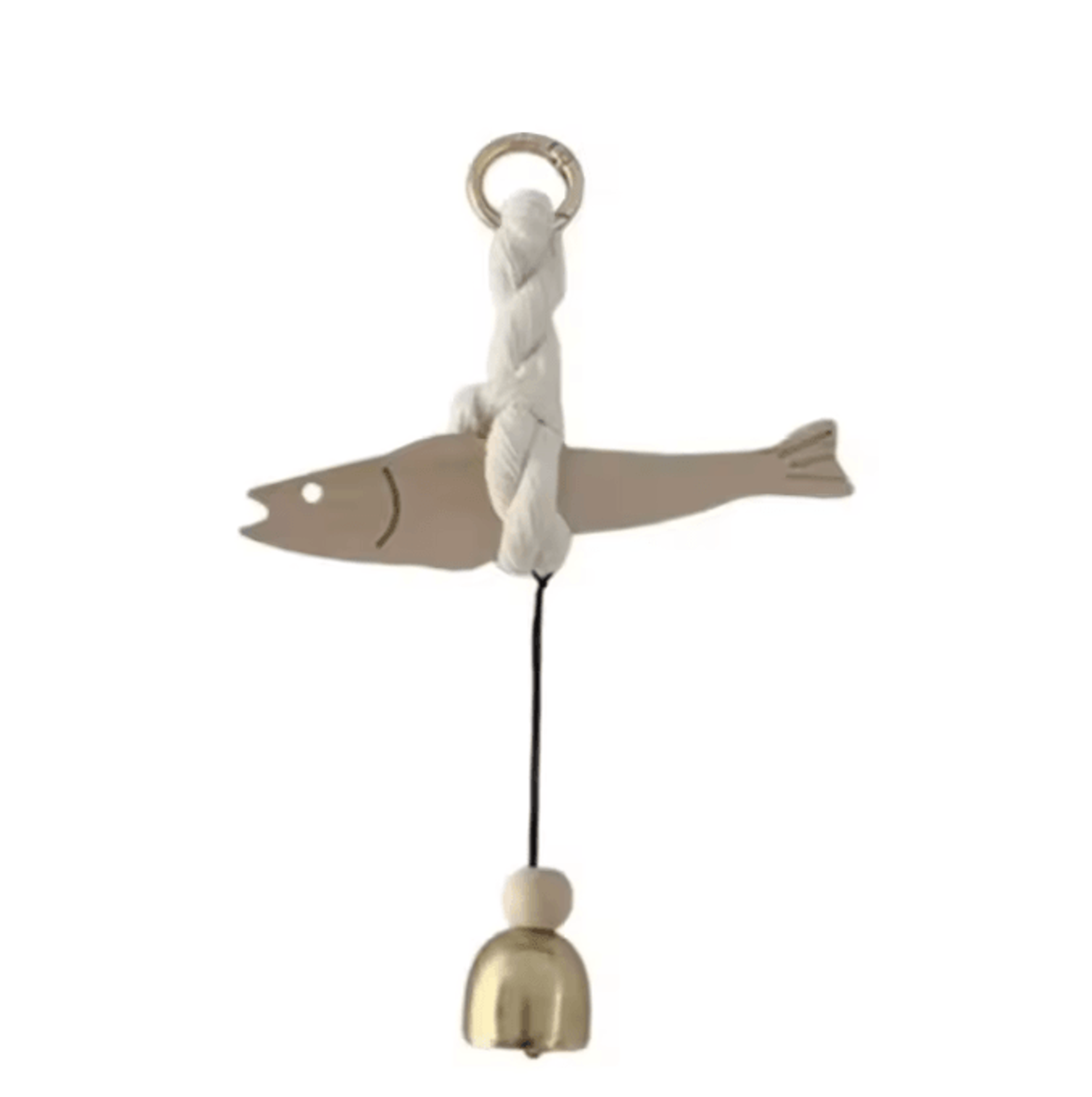 Lightweight Wooden Fish Hanging Ornament With Bell  Nautical Car  Wall Decor Pendant 5