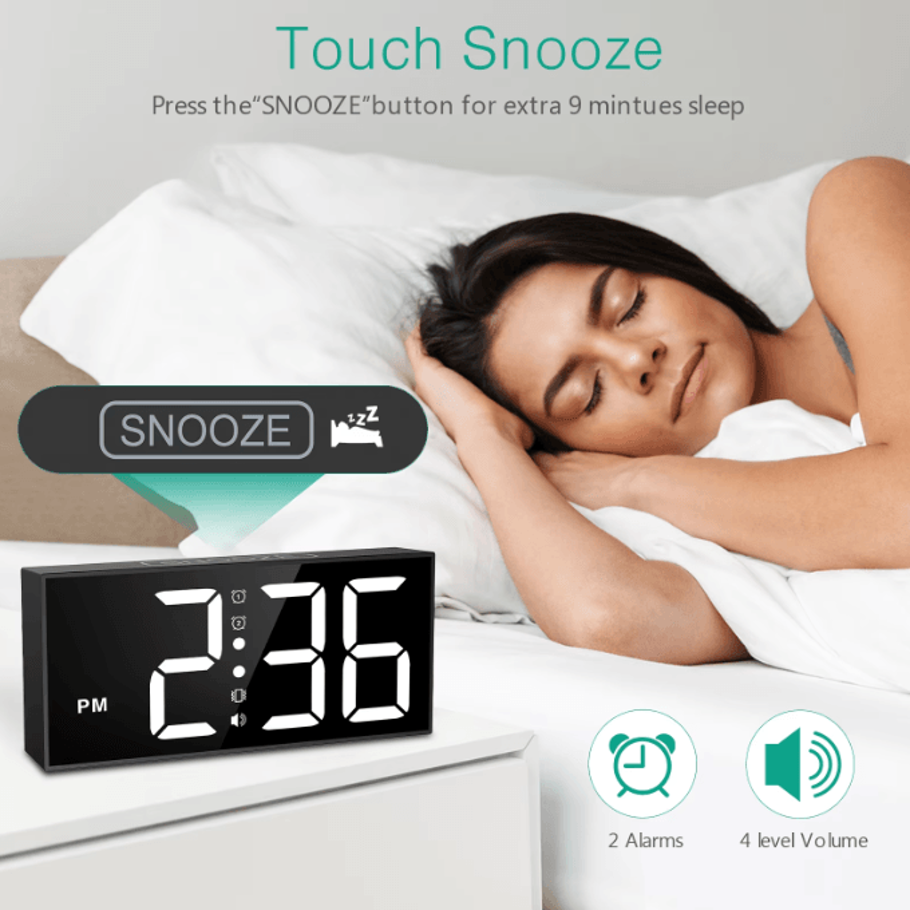 ORIA Vibrating Alarm Clock With Bed Shaker  Loud LED Digital Clock For Heavy Sleepers  Hearing Impa 1