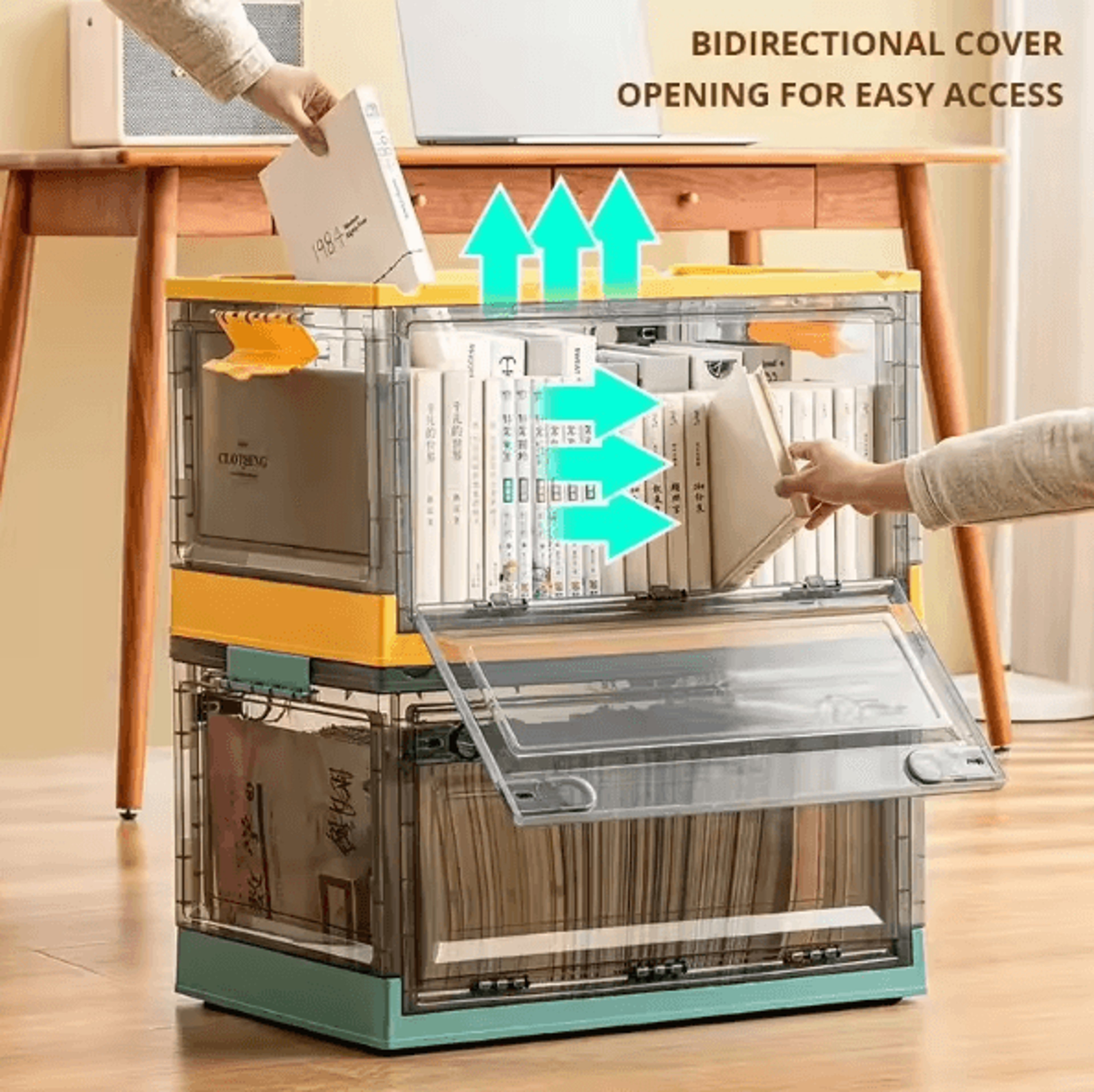 1 Piece Foldable Transparent Storage Box Organizer  Large Capacity Plastic Clothes Storage Bin For  0
