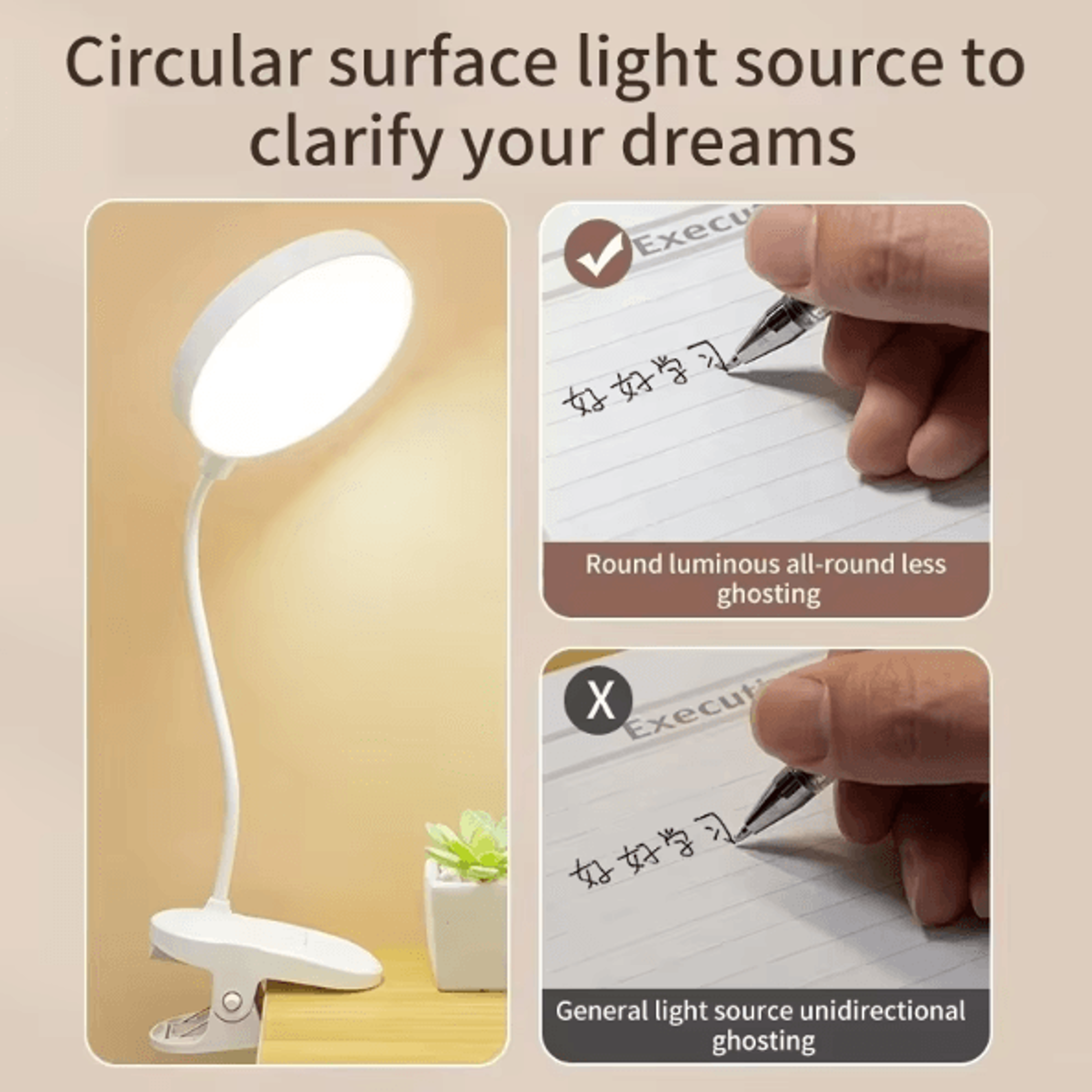 Foldable LED Desk Lamp Rechargeable Mini Table Light With Touch Dimming 3 Modes Eye Protection Stud 2