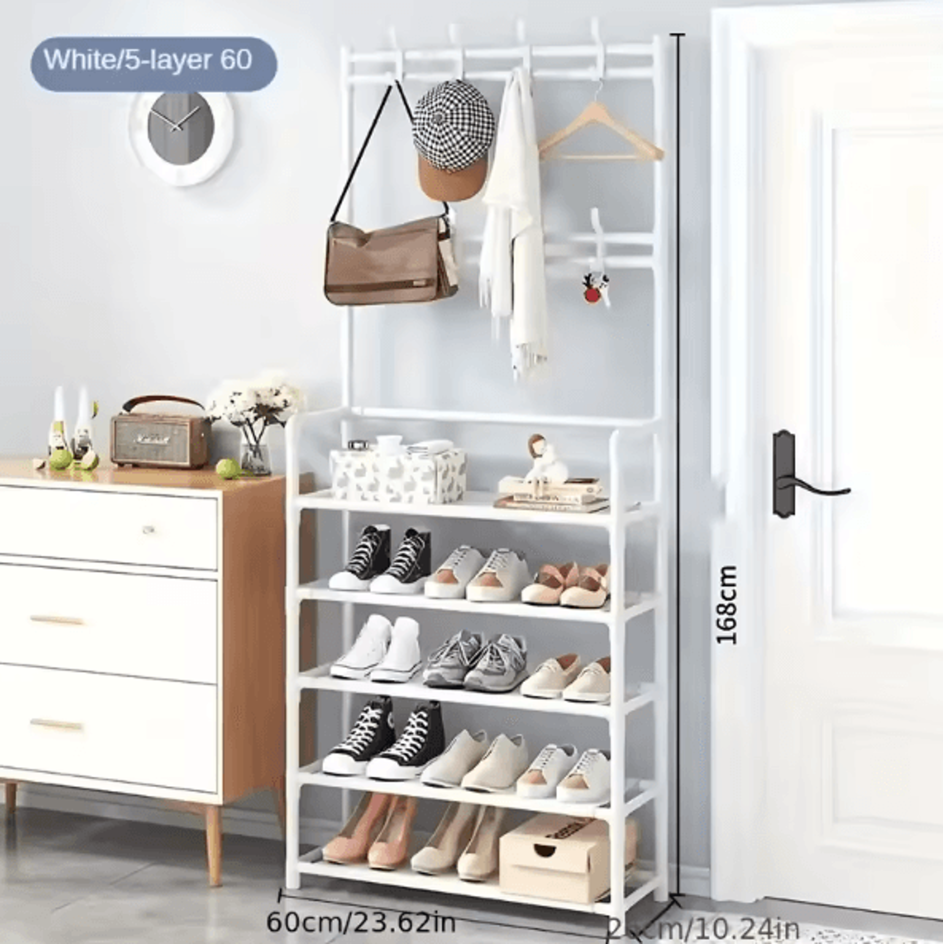 Entryway Coat Rack With Shoe Storage Multi Functional Hall Tree Organizer For Clothes Shoes Bags An 4