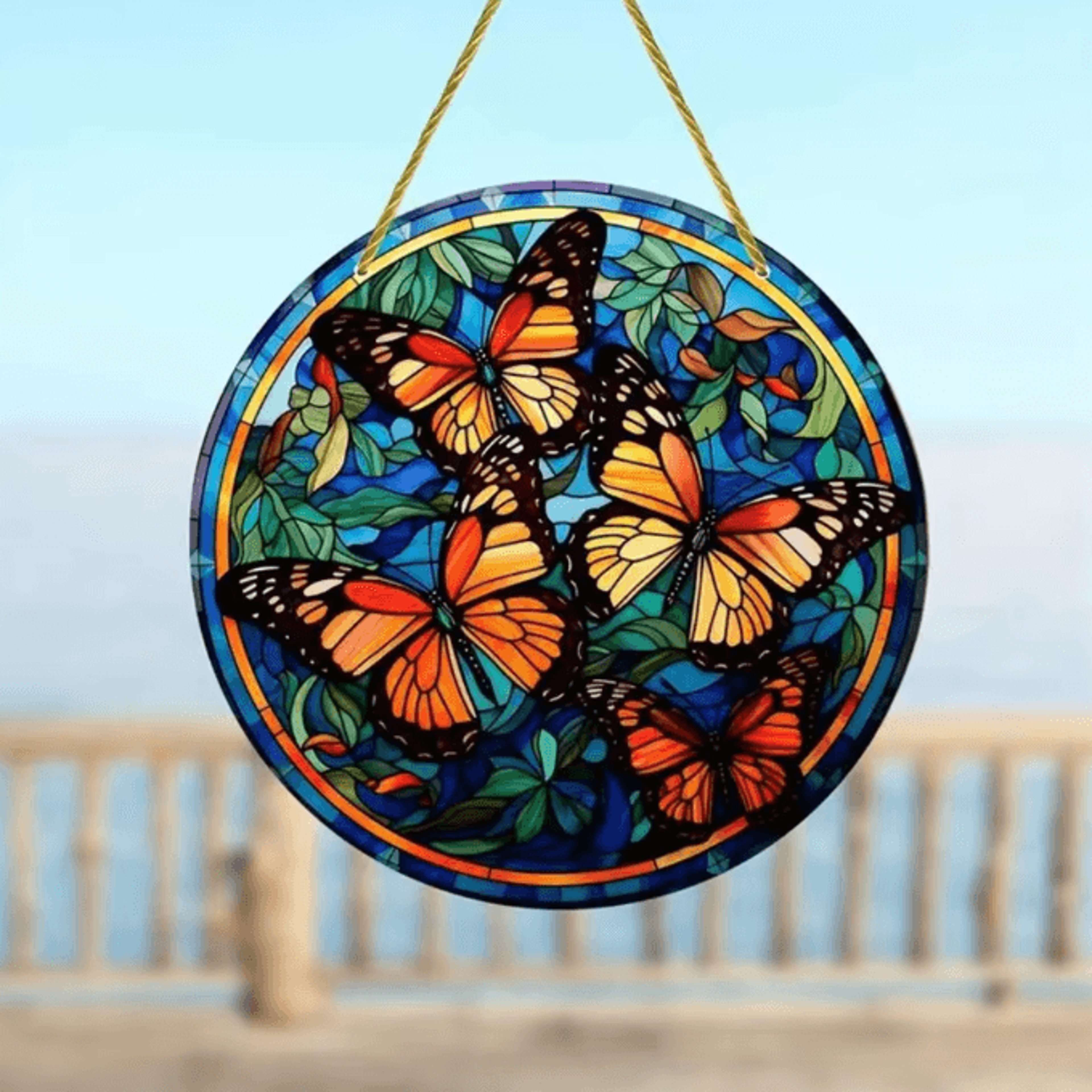 Butterfly Acrylic Suncatcher Round Window Hanging Rainbow Light Catcher Decor For Home Bedroom Gard 5
