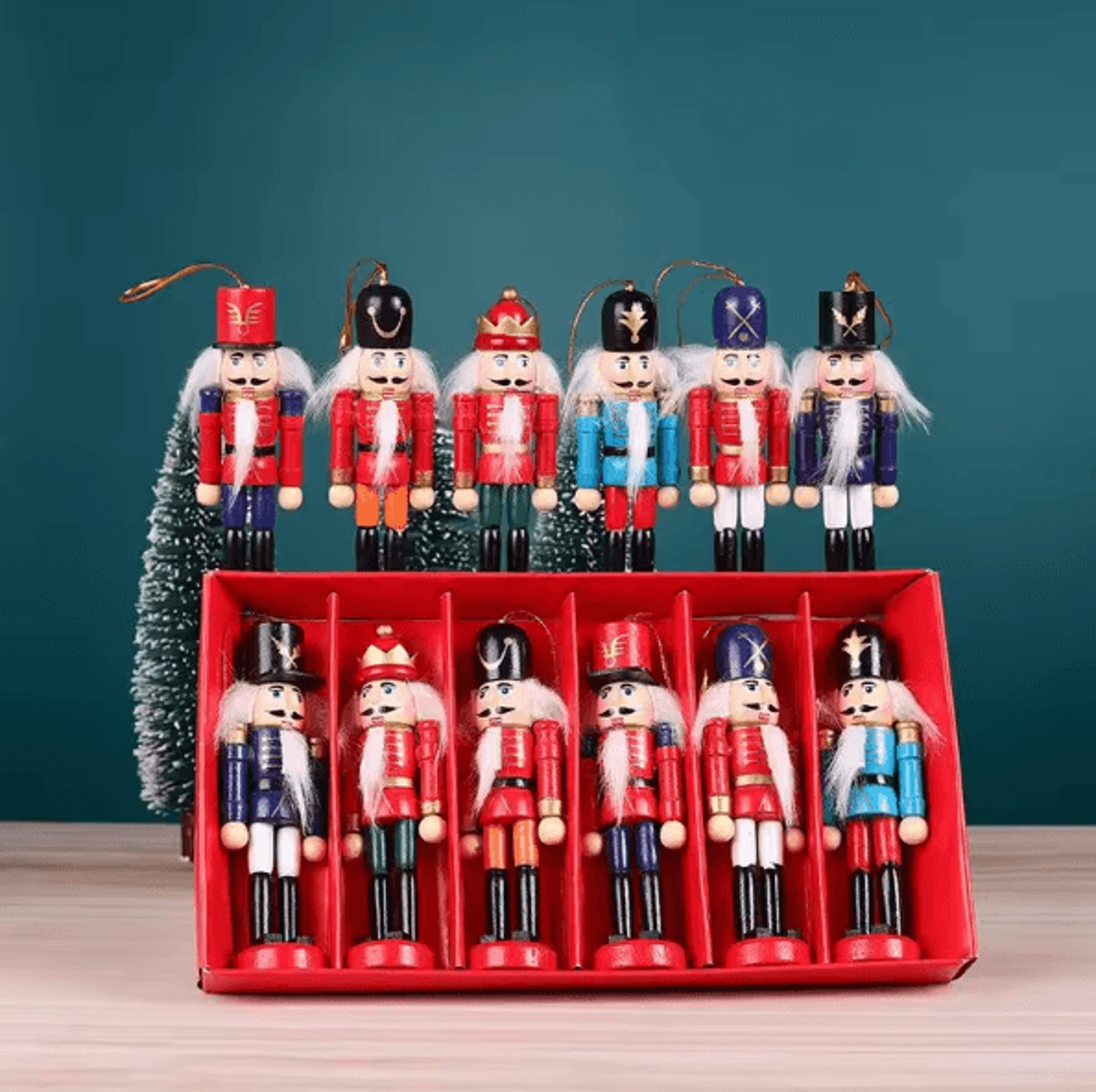 Mini Nutcracker Ornaments Set Cartoon Soldier Figurines Christmas Desktop Decor Holiday Gift 0