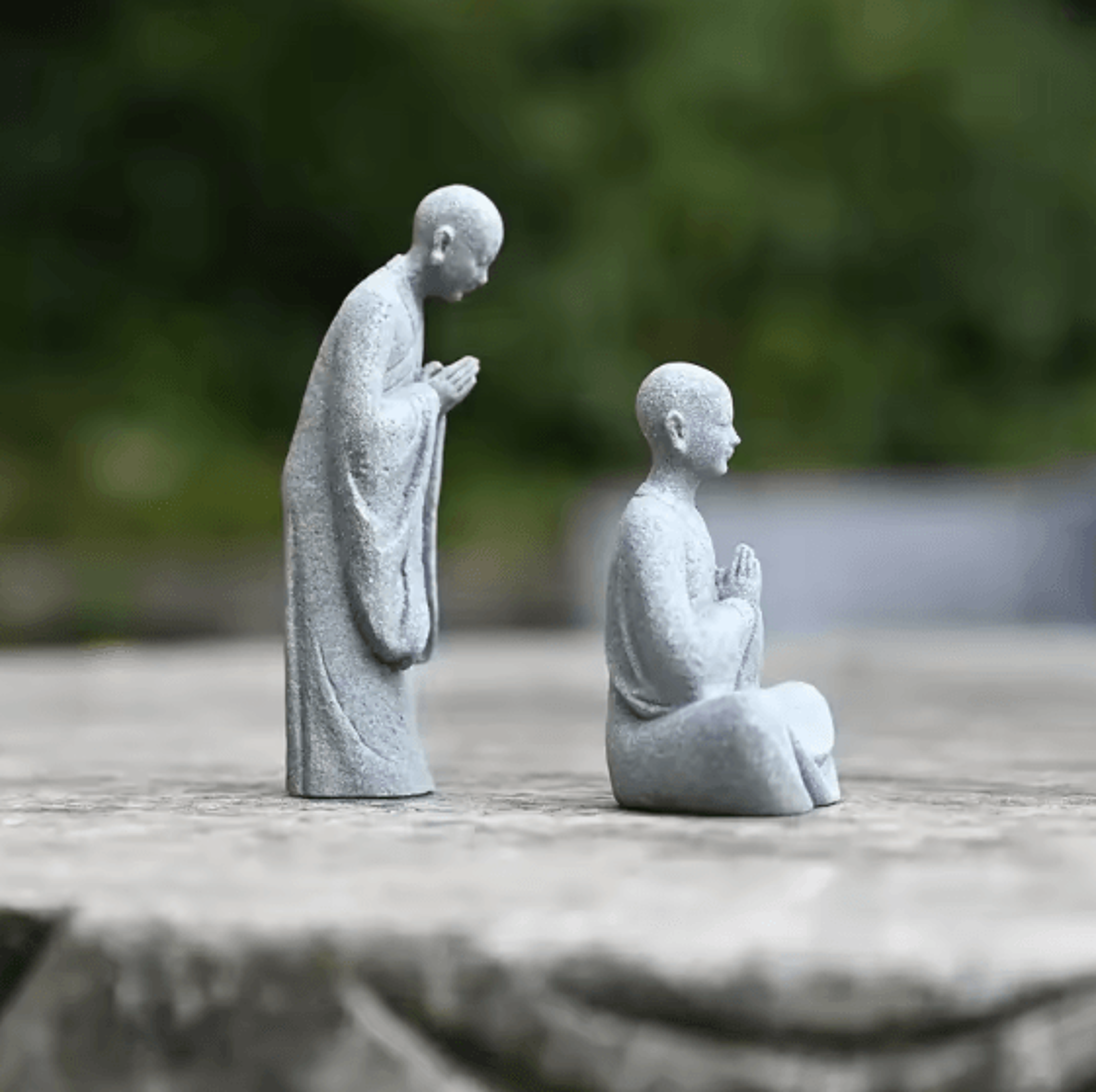 Zen Monk Statue White Buddhist Figurine Mini Landscape Ornament For Aquarium Garden Home Decor 3