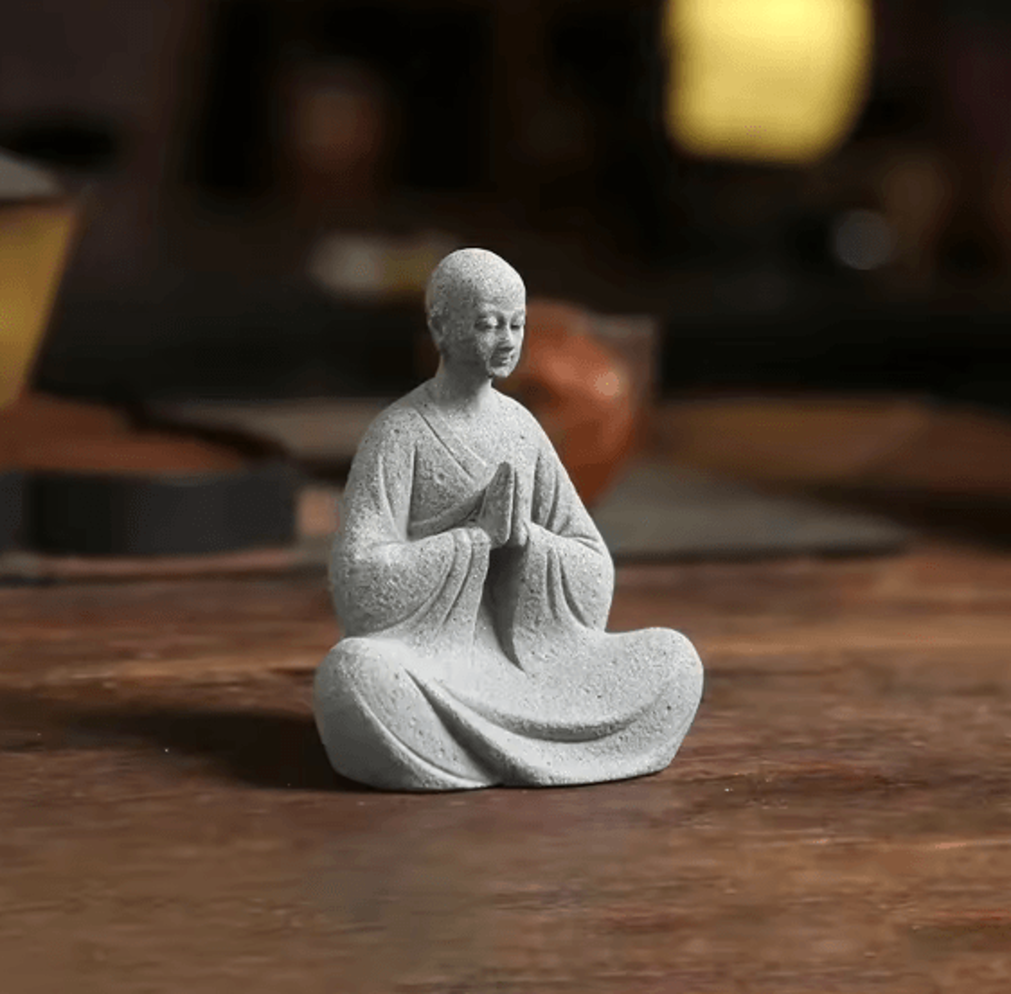 Zen Monk Statue White Buddhist Figurine Mini Landscape Ornament For Aquarium Garden Home Decor 2