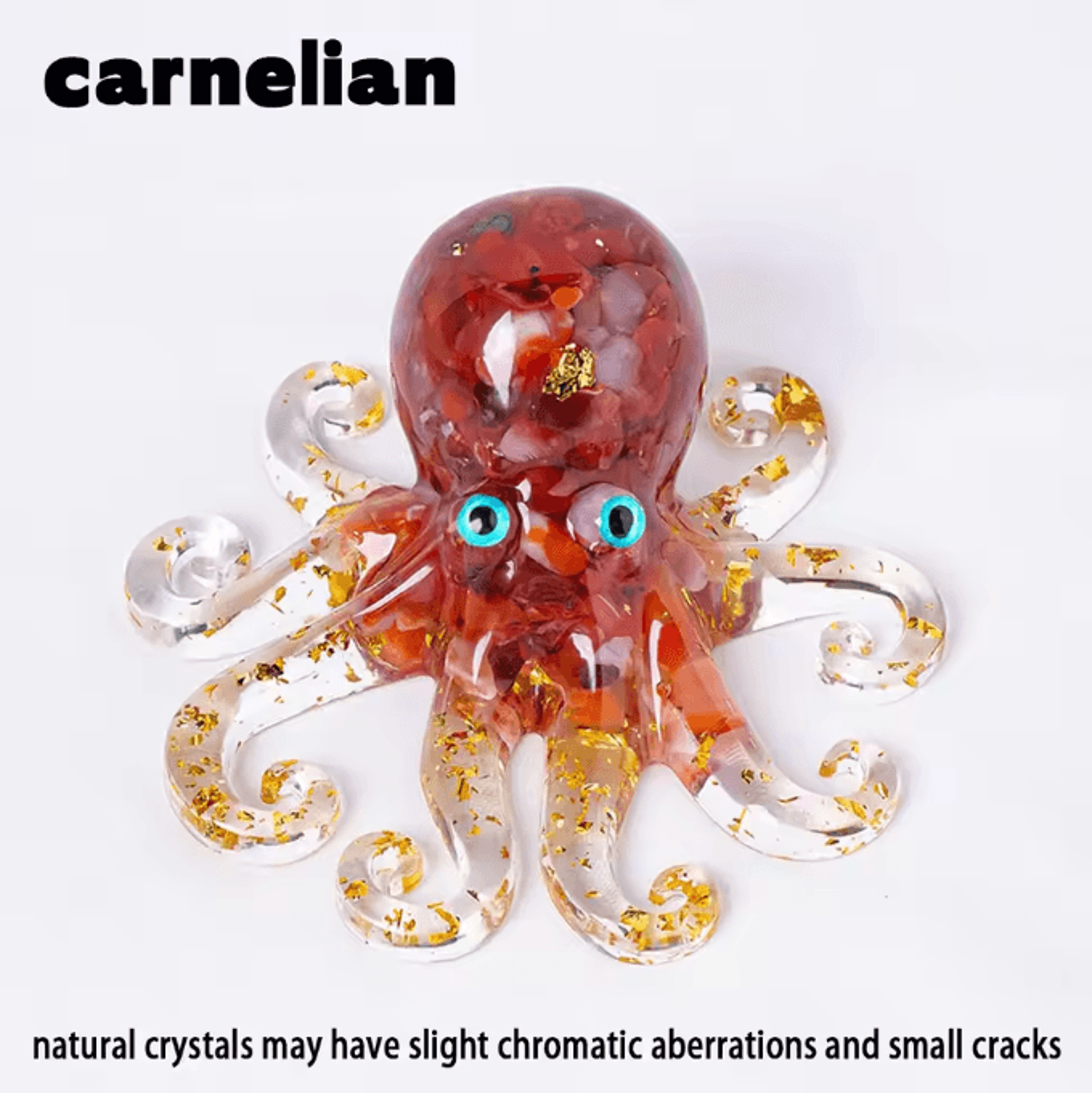Natural Crystal Octopus Statue Reiki Stone Resin Ornament Decorative Figurine For Aquarium Home Off 5