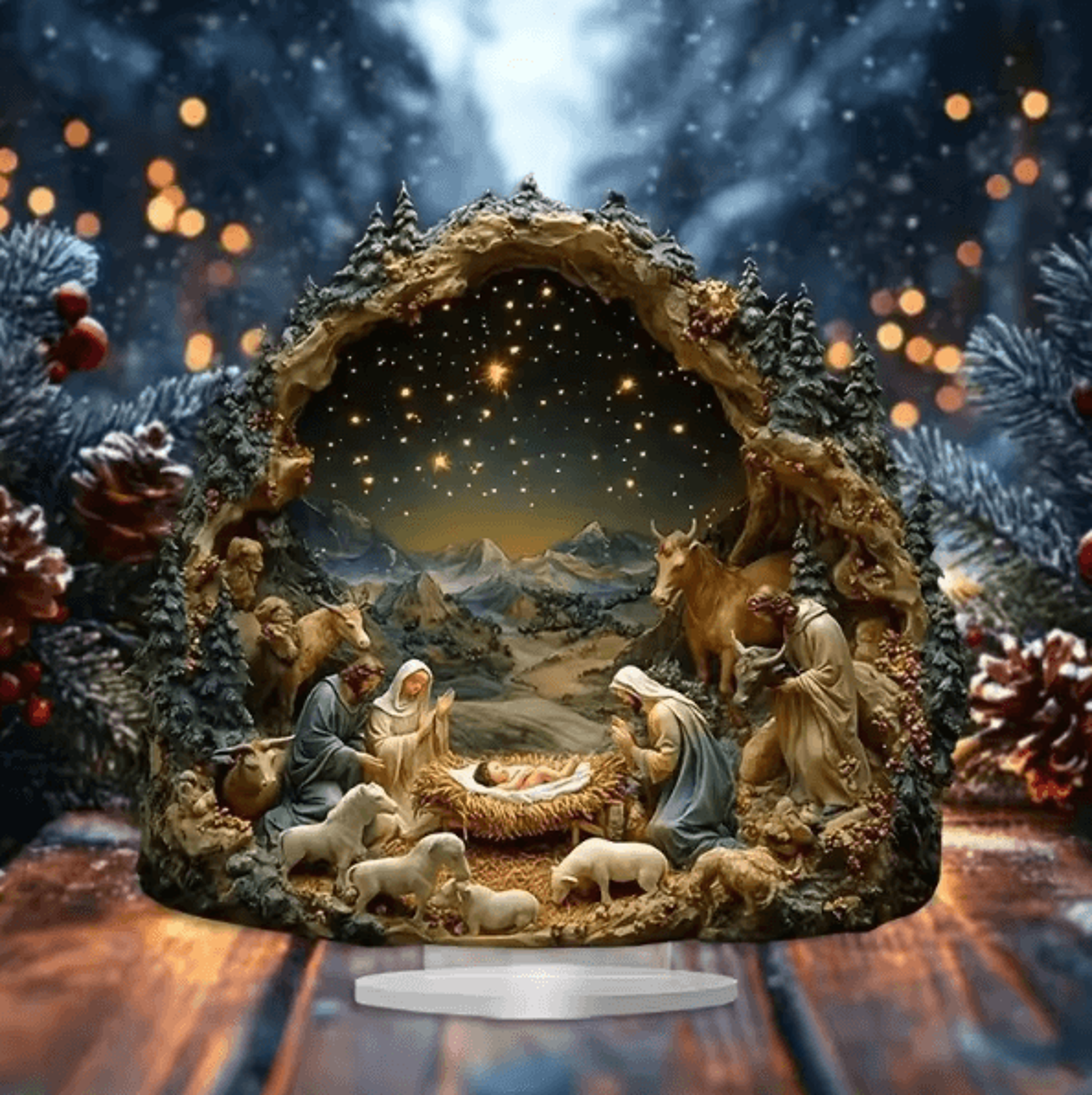 Transparent Acrylic Nativity Scene Ornament 2D Christmas Table Centerpiece Christian Holiday Decor 2