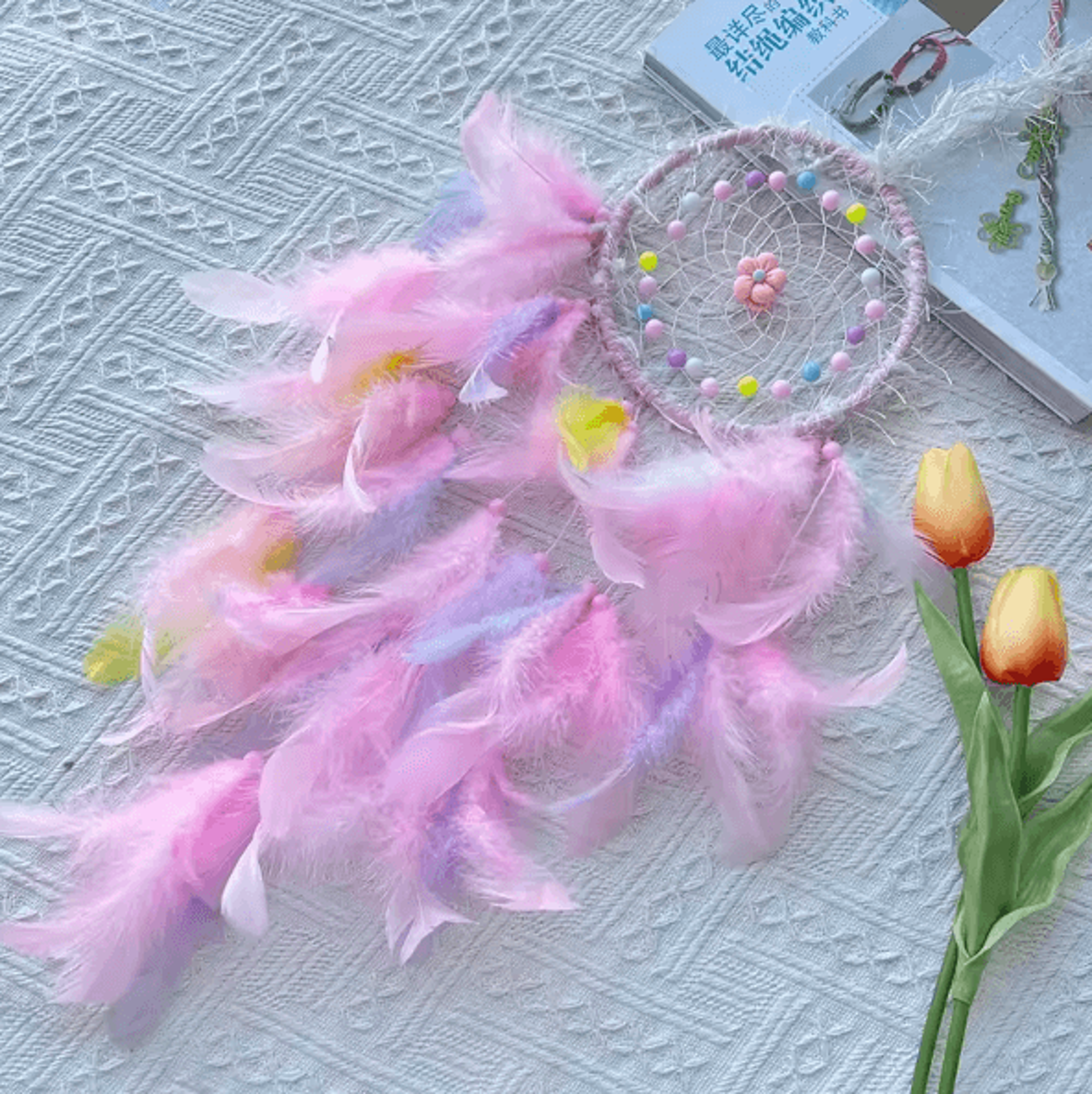 DreamAura Handmade Dream Catcher Wind Chimes Boho Feather Hanging Decor For Bedroom Car  Home 2