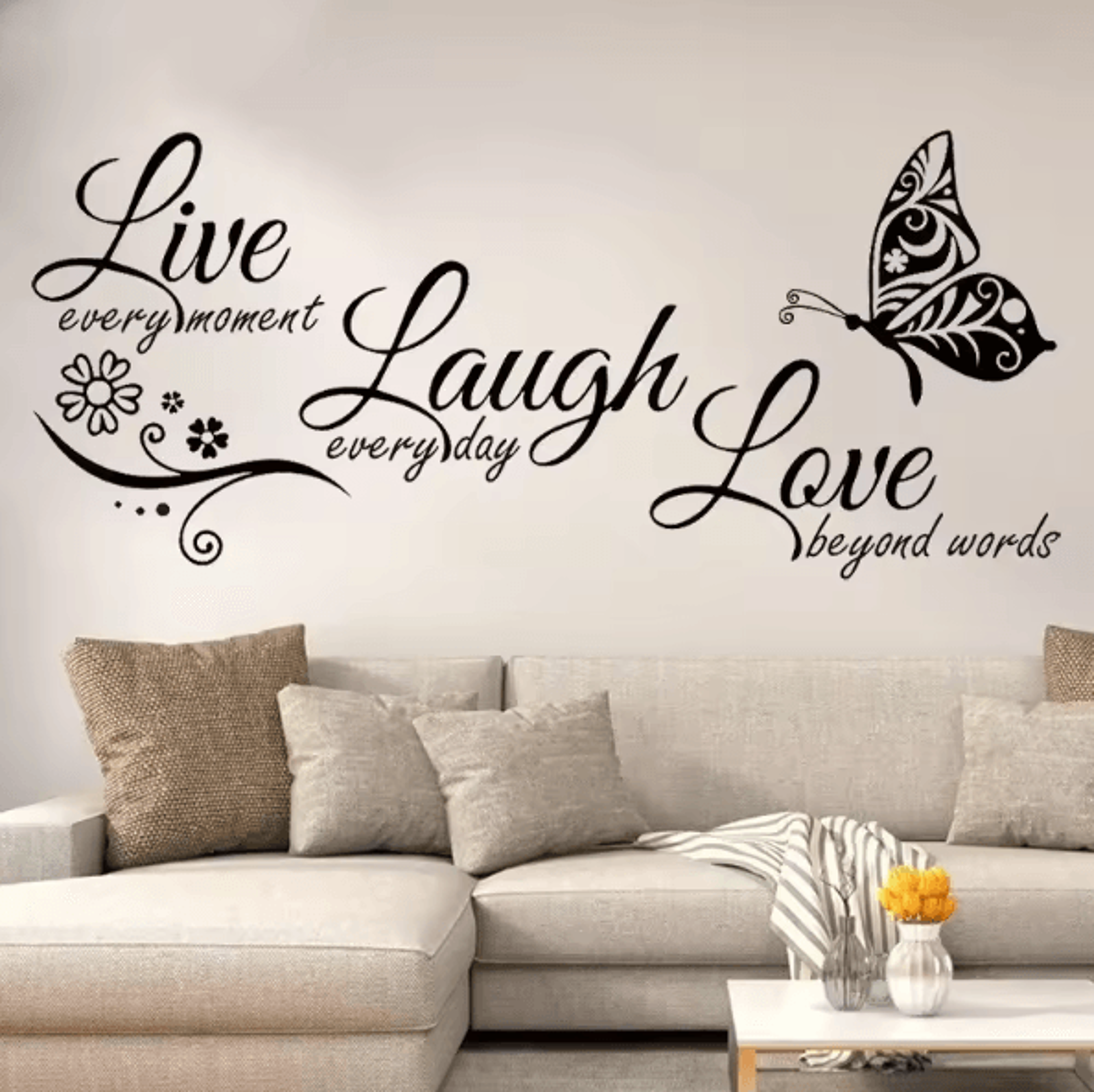 InspireNest Live Laugh Love Butterfly Vinyl Wall Decal For Living Room  Home Decor 1