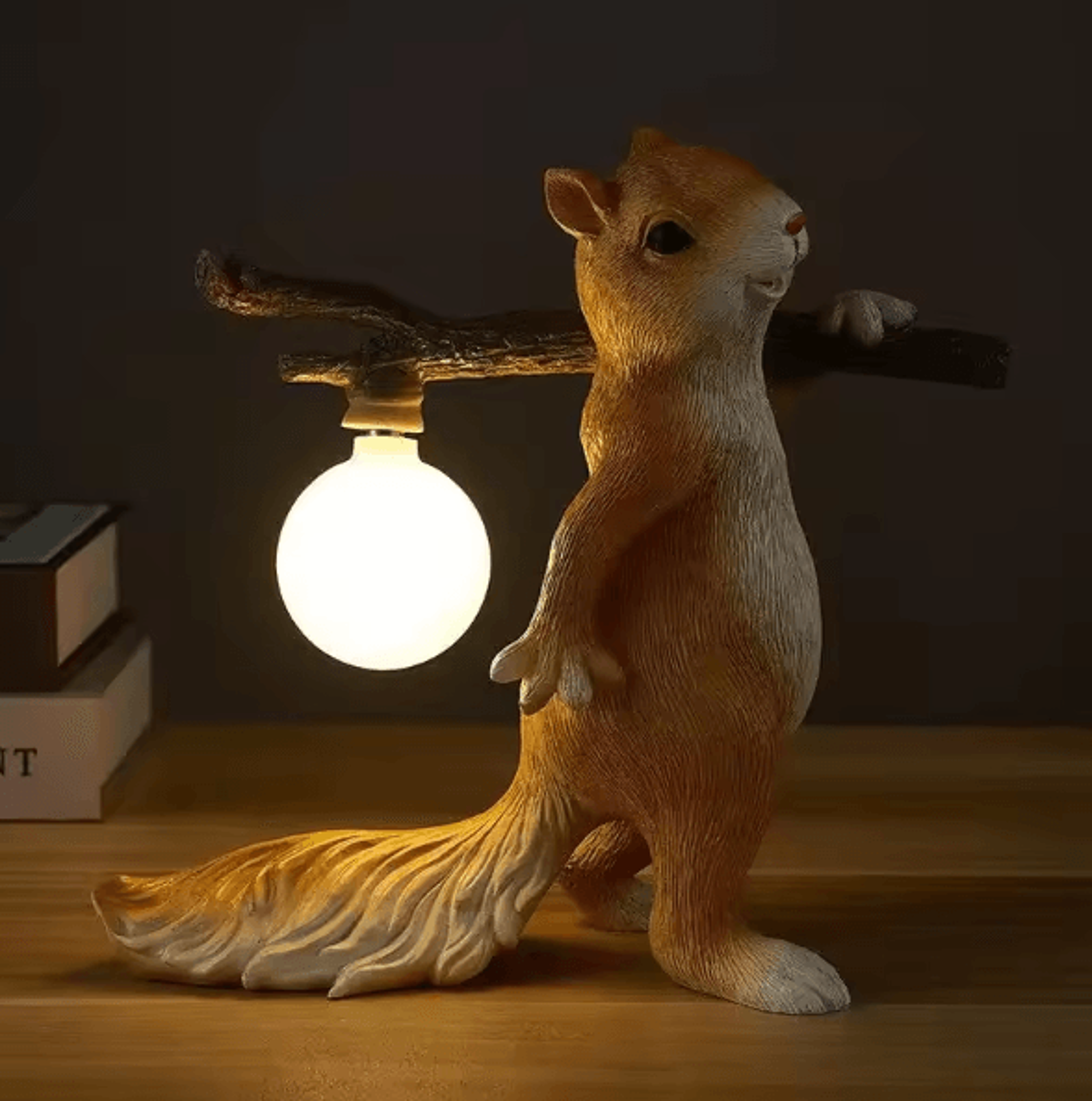 cartoon squirrel resin desk lamp cute ambient night light for kids room decor