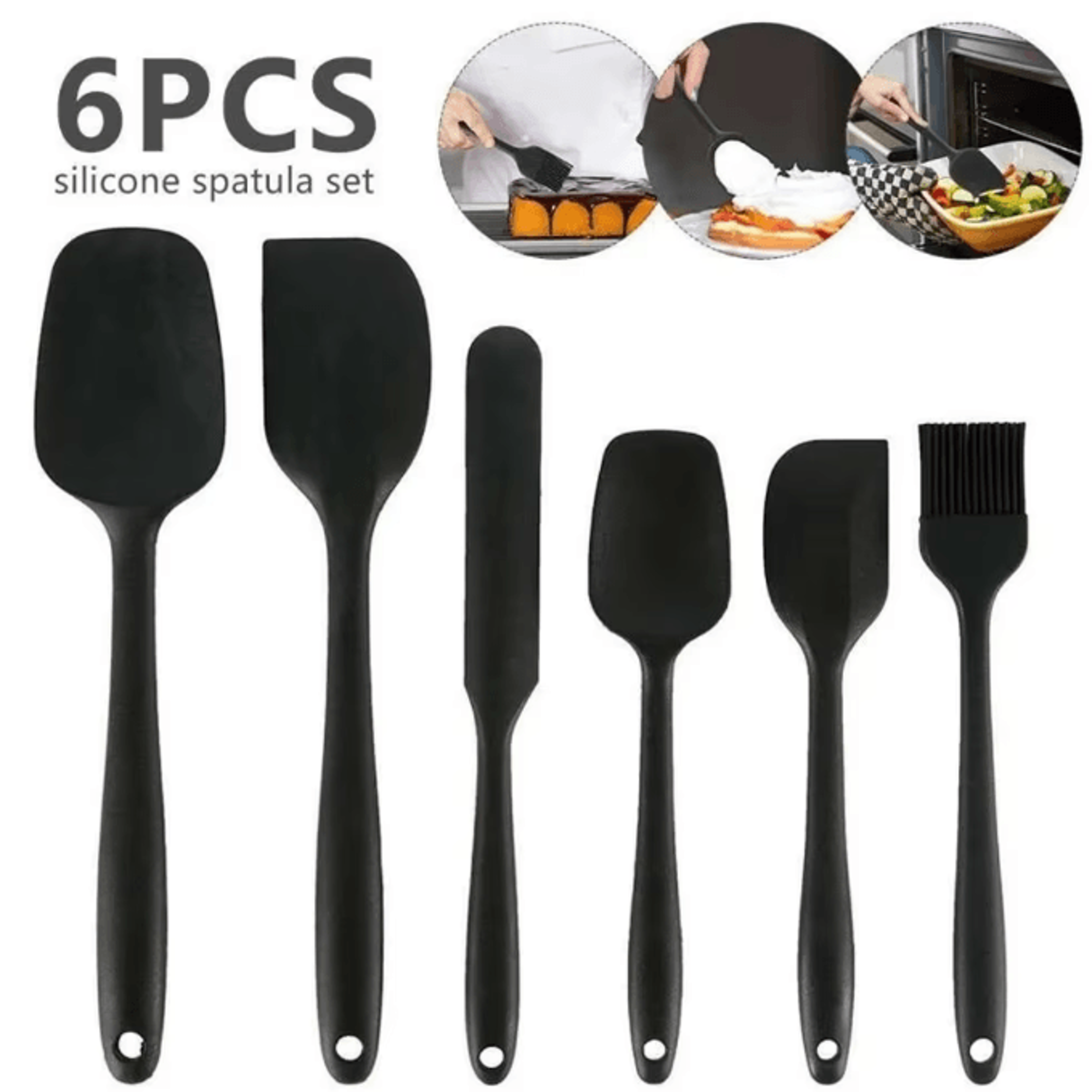6-piece food grade silicone spatula set – heat resistant non-stick kitchen tools for cooking & baking