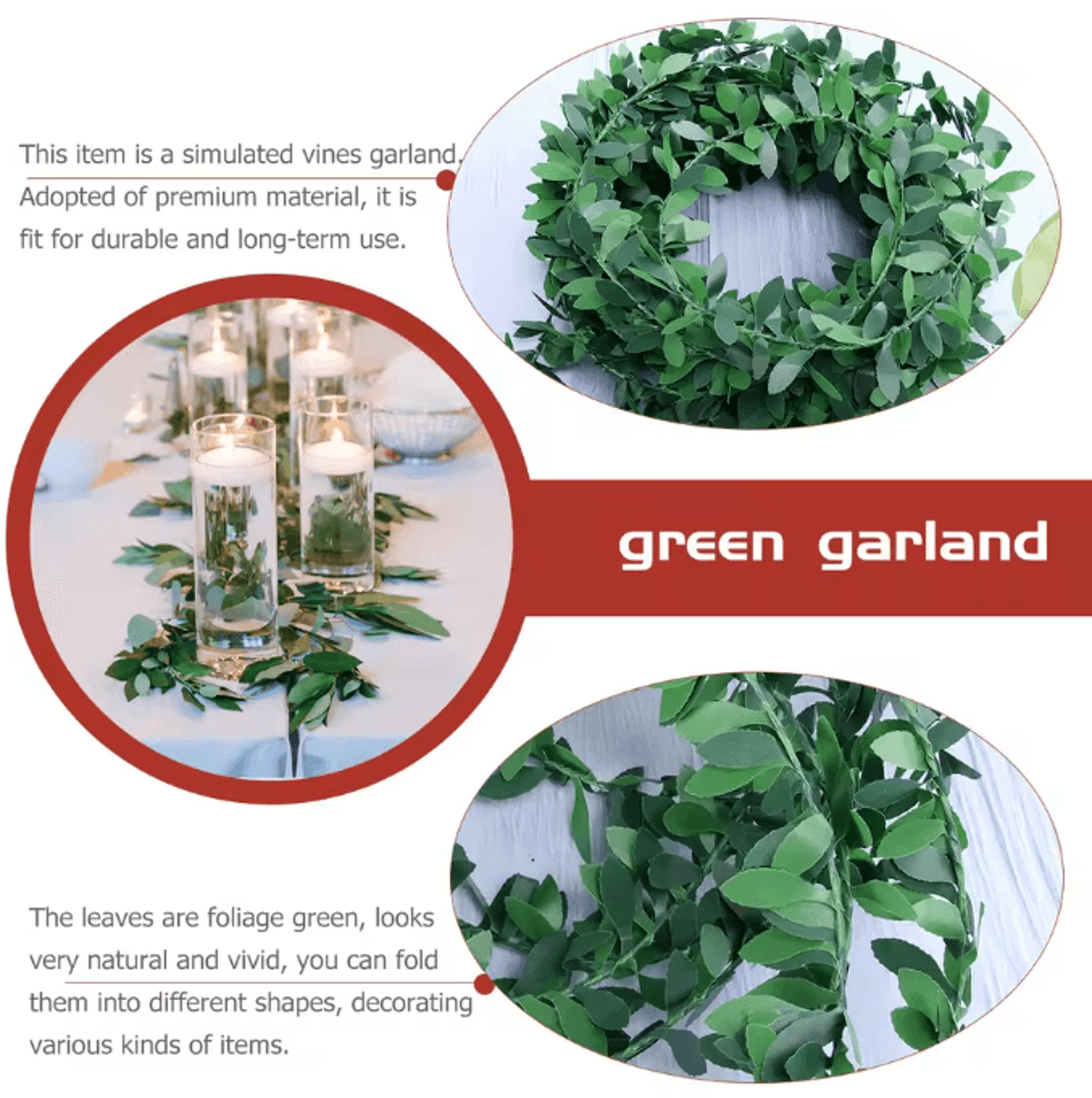GreenVibe Artificial Ivy Garland Flexible Green Leaves Vine For Wedding DIY Headbands  Home Decor S 3