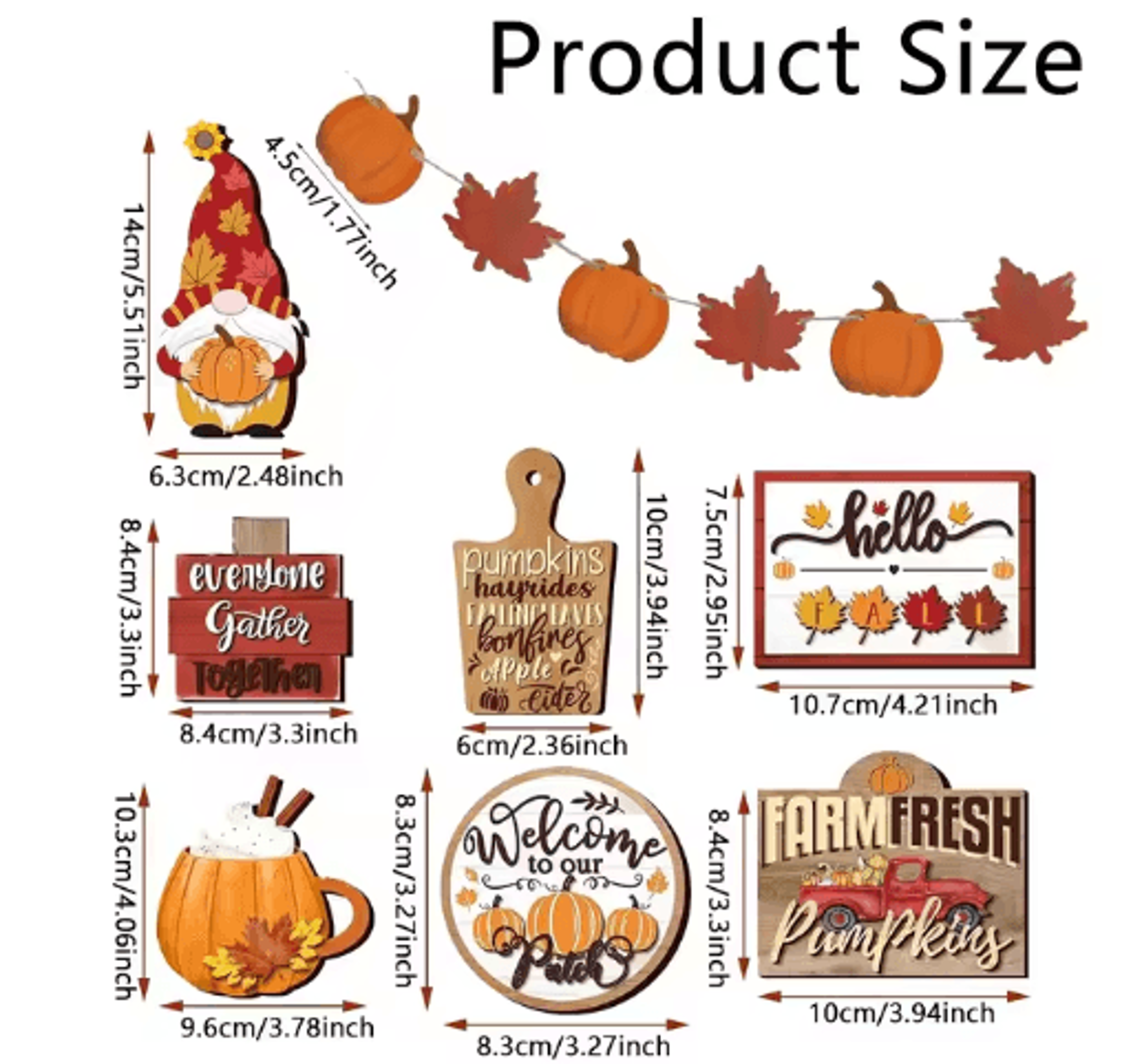 Fall Harvest Wooden Tiered Tray Decor Set  Farmhouse Autumn Pumpkin  Maple Leaf Centerpieces 3