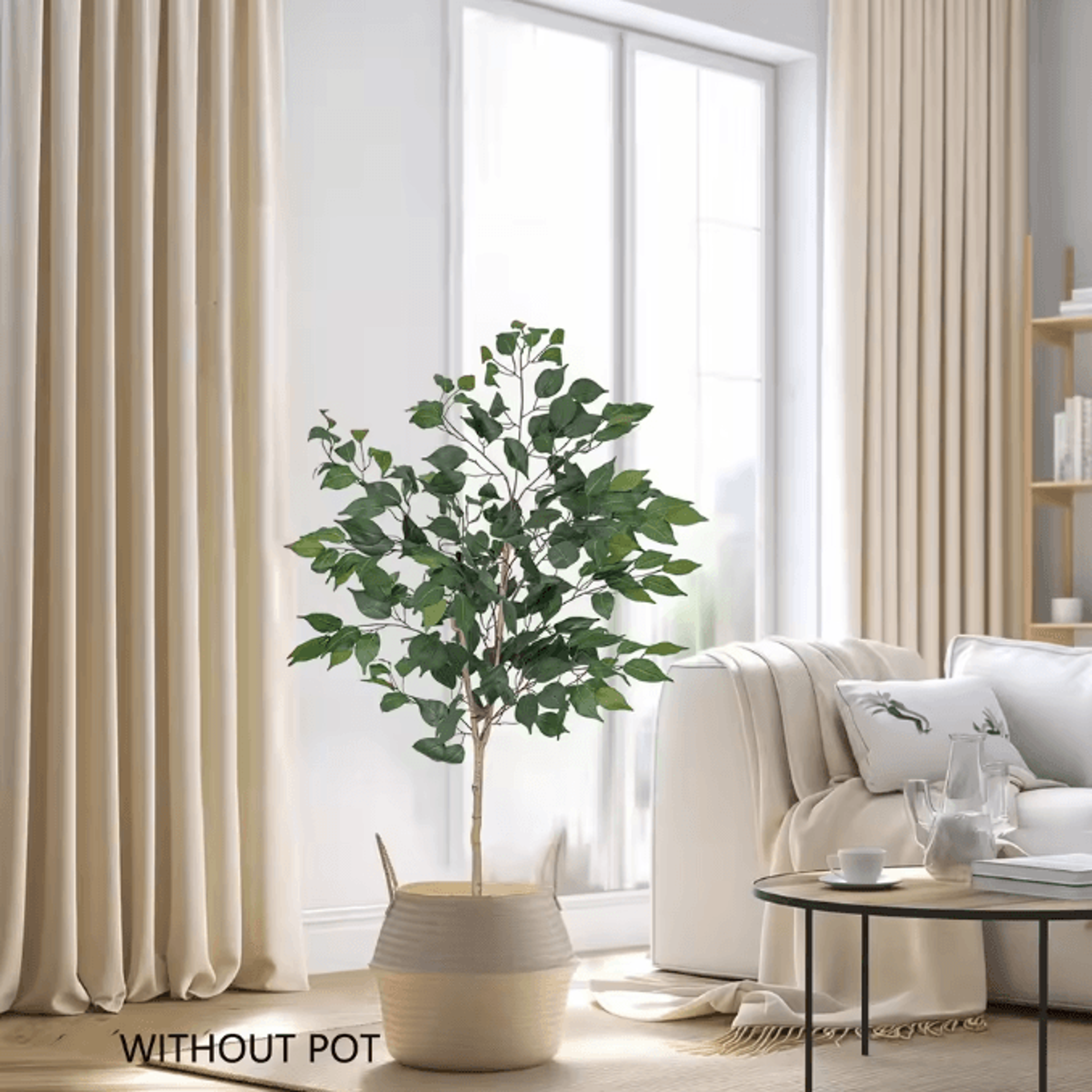13M Curved Trunk Artificial Ficus Tree In Pot  Realistic Faux Indoor Plant Decor 4