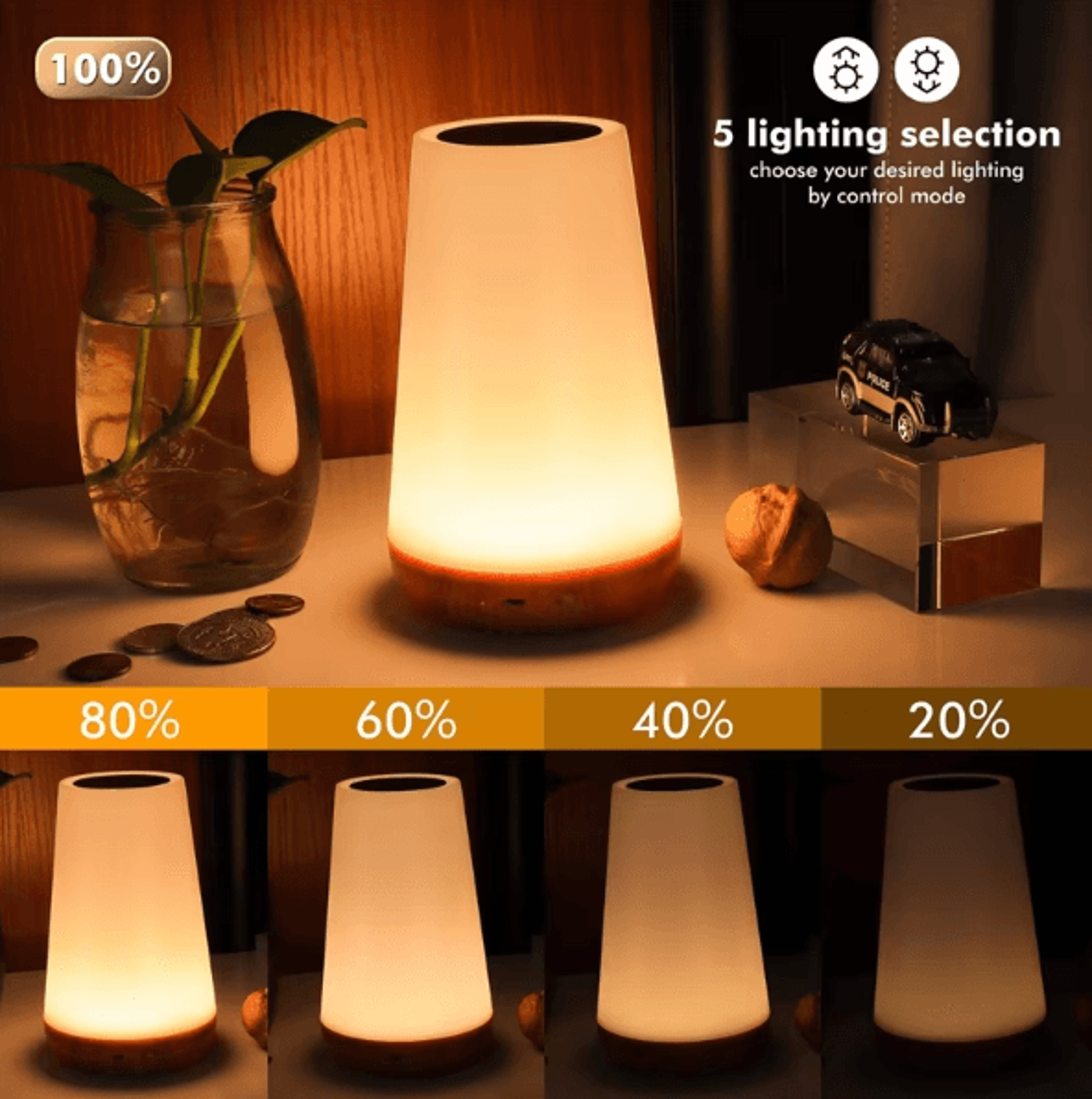 13Color RGB Touch Night Light With Remote Control  Dimmable Rechargeable Bedside Lamp 1