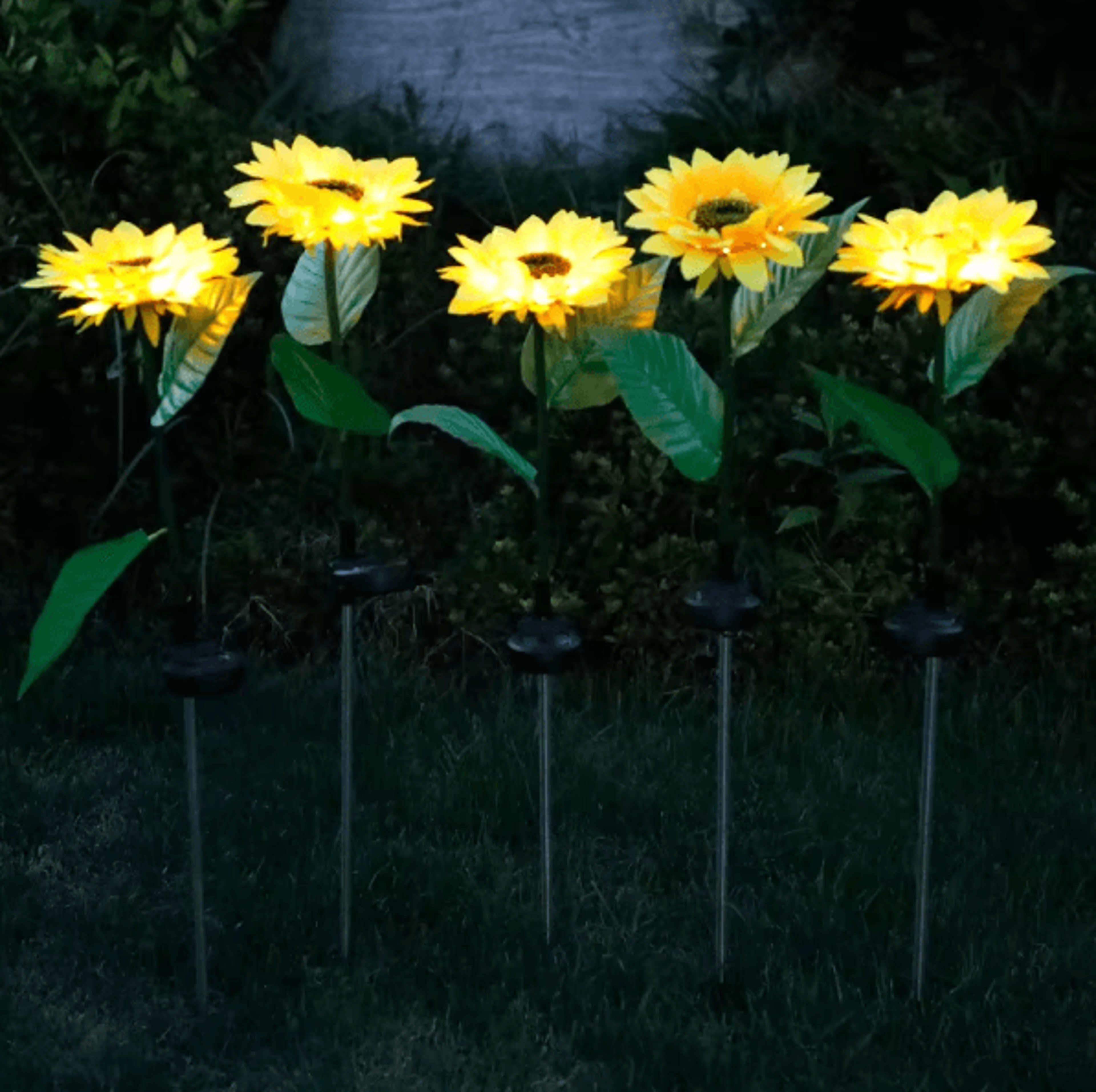 Solar LED Sunflower  Rose Garden Lights  Waterproof Colorful Outdoor Landscape Decor 4