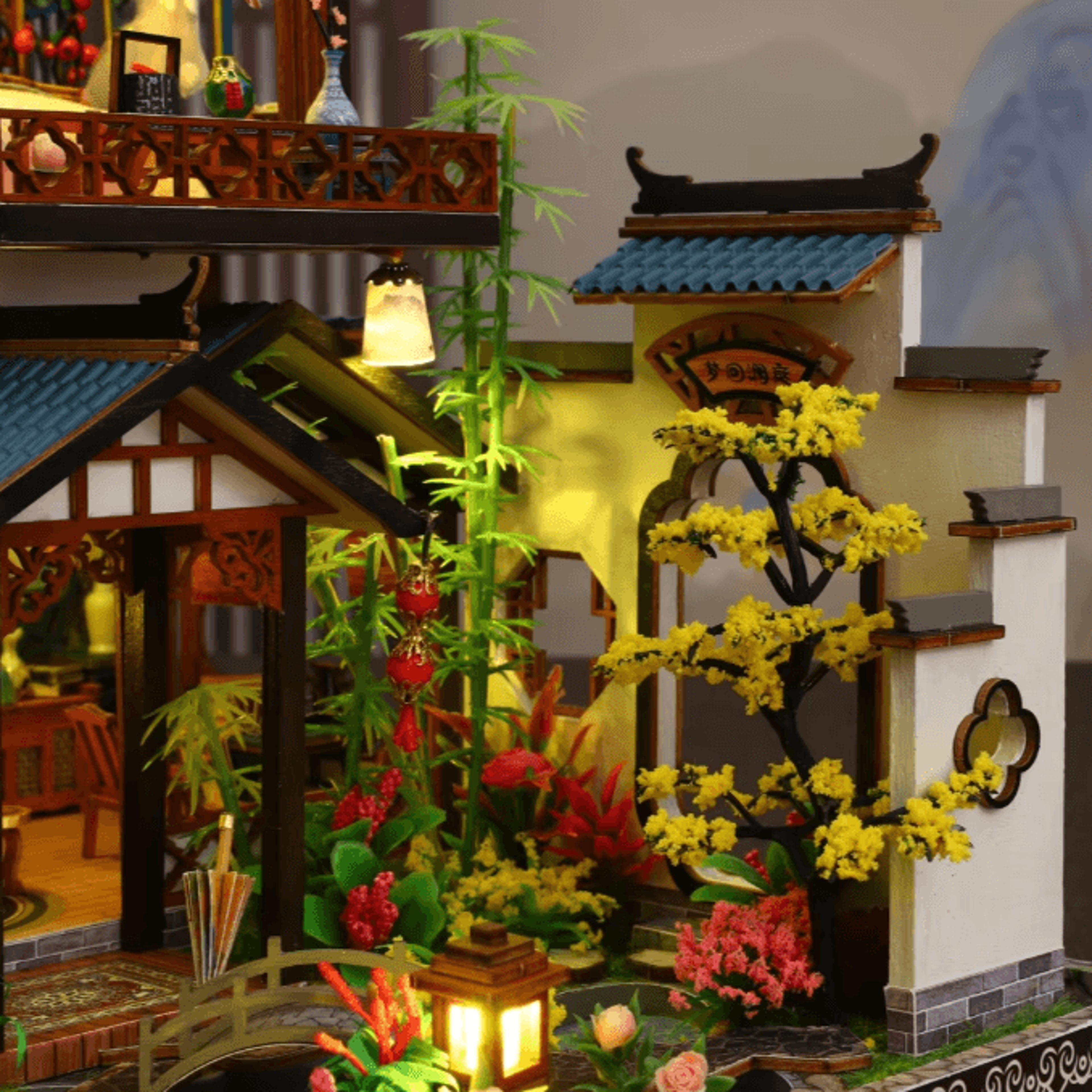 DIY Elegant Orchid Pavilion Book Nook Kit  3D Chinese Style Miniature Shelf Decor 2