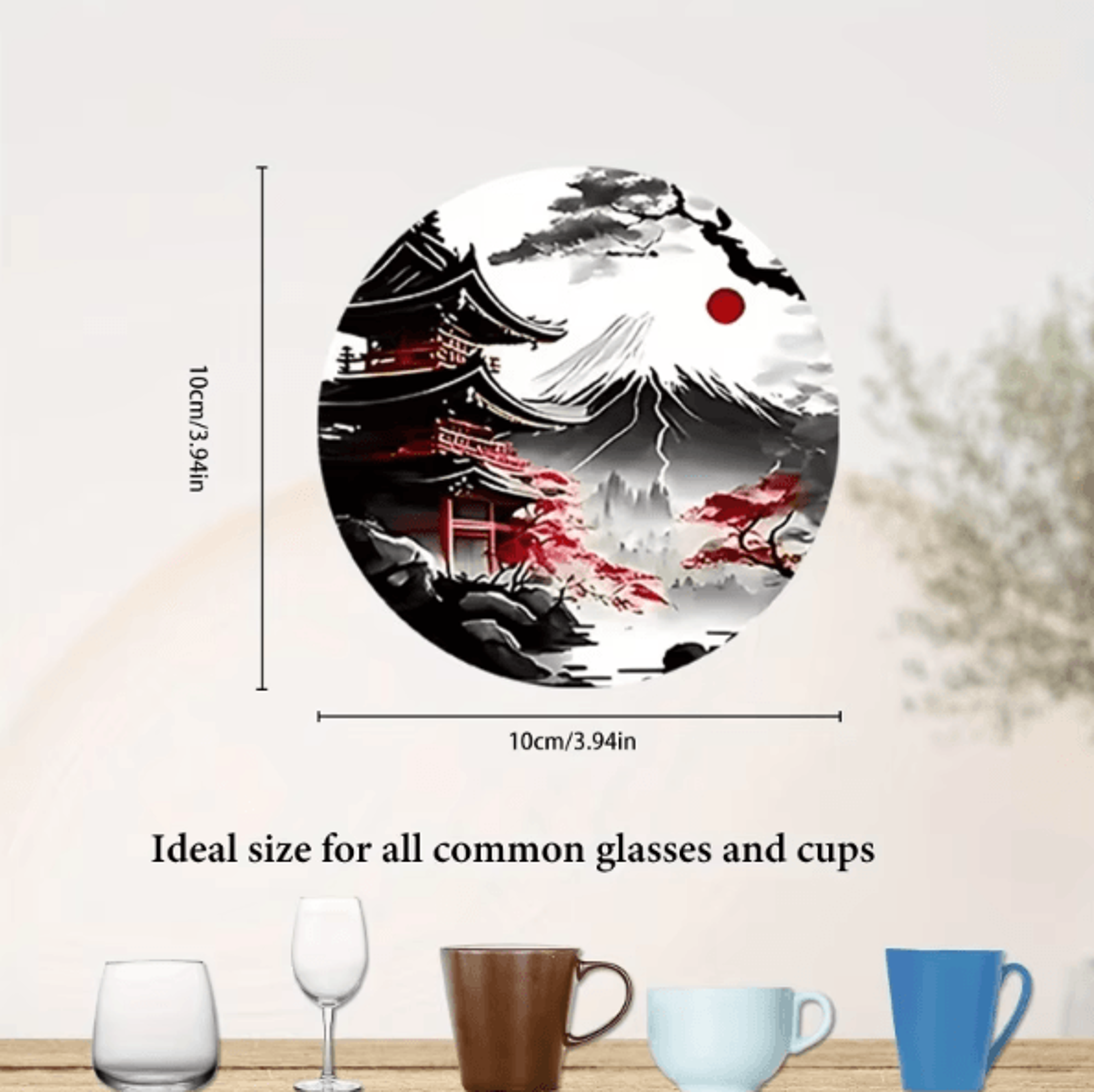6Piece Wooden Japanese Landscape Coaster Set  NonSlip Heatproof Drink Coasters For Home  Office 4