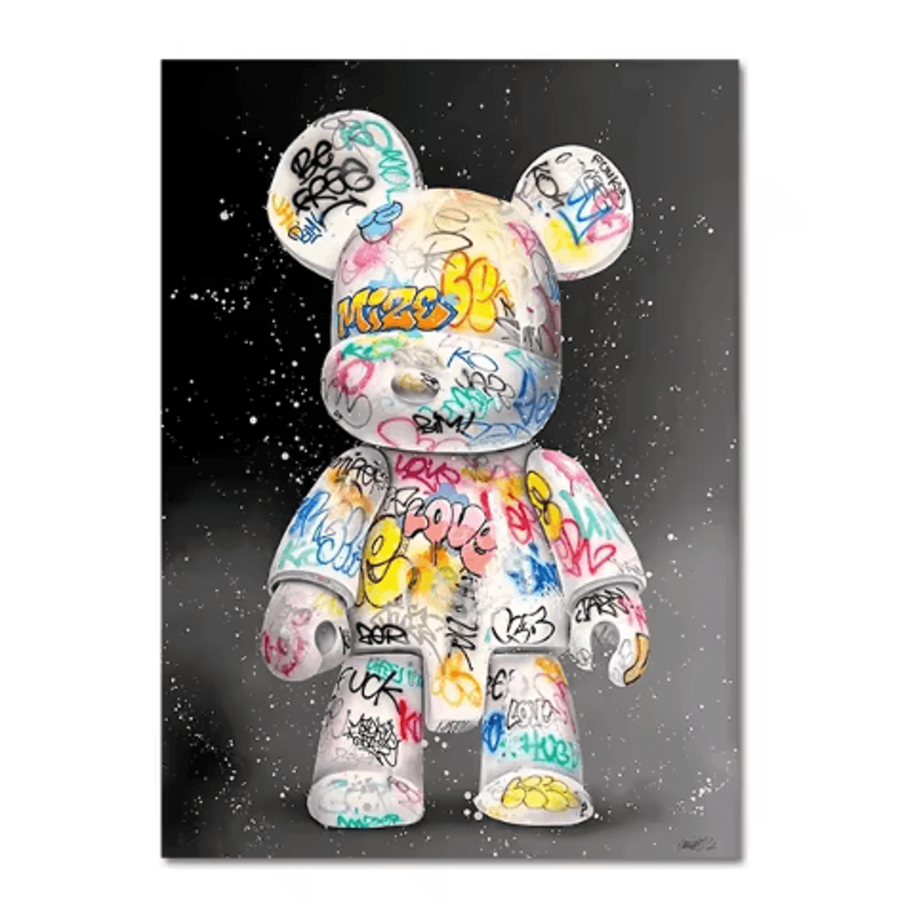 Cute Graffiti Bear Canvas Wall Art  Kawaii Cartoon Pop Art Poster For Stylish Room Decor 5