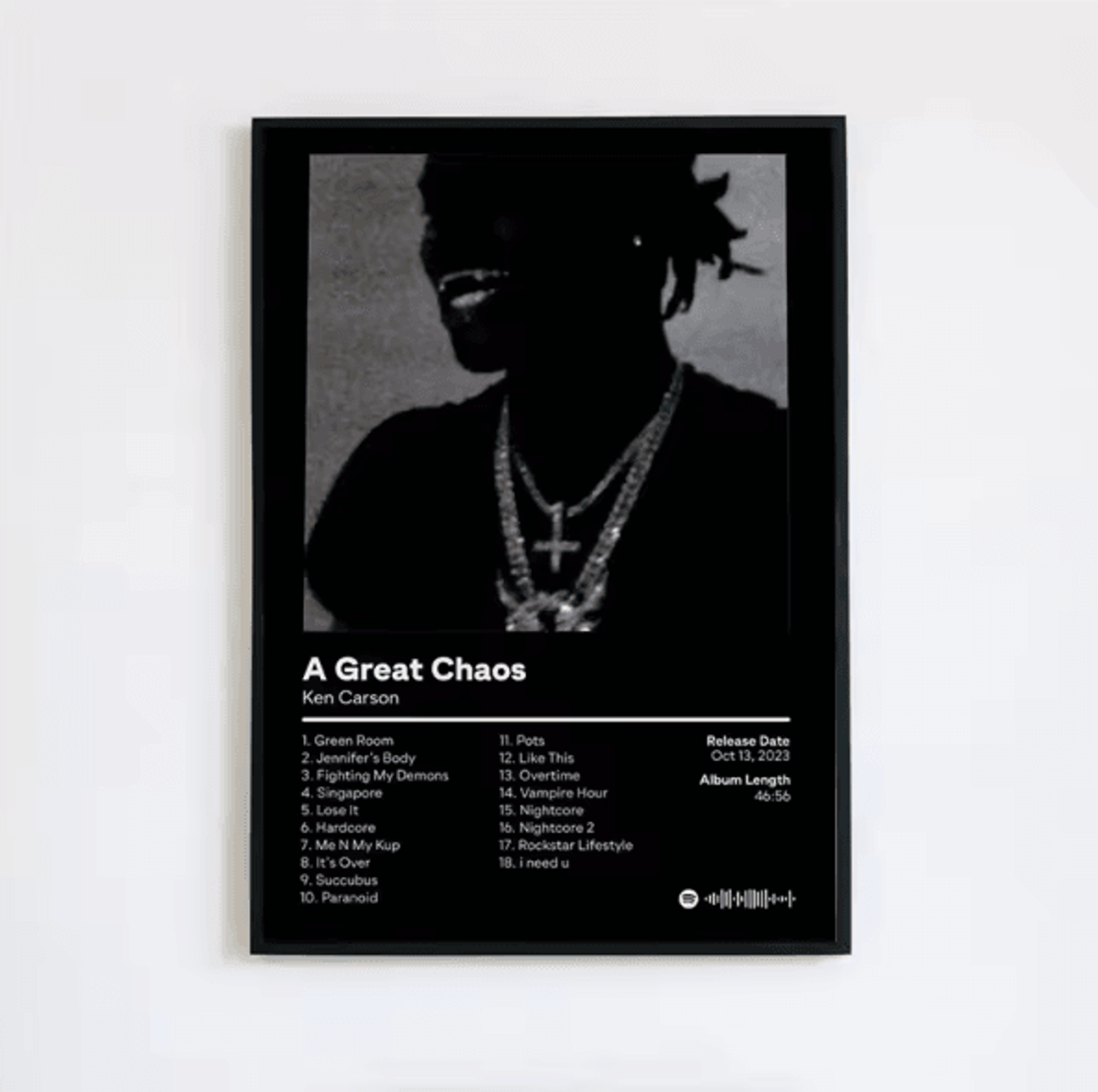Ken Carson A Great Chaos Canvas Poster  Hip Hop Album Cover Wall Art For Room Decor 7