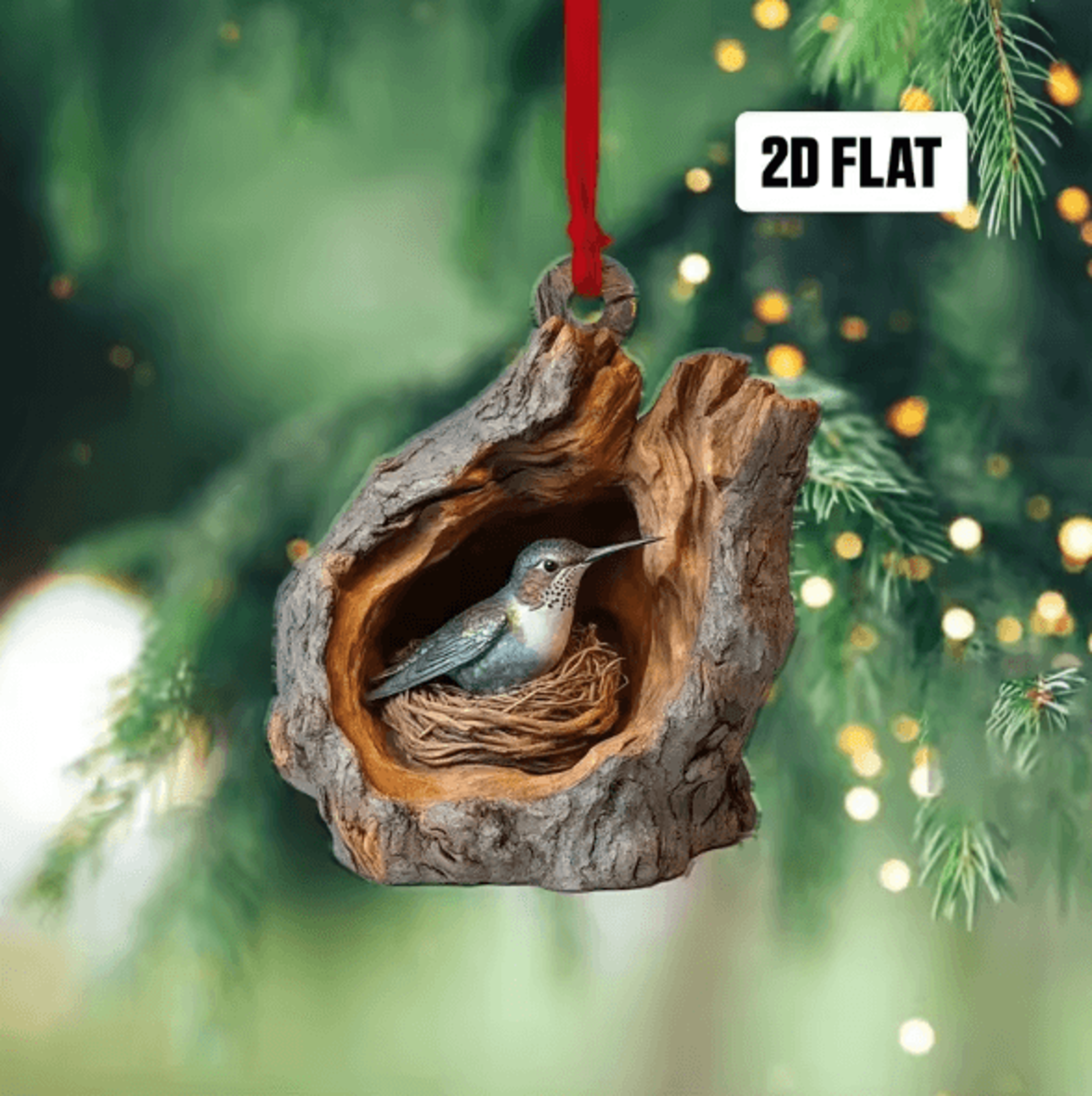 Acrylic Woodland Animal Tree Trunk Ornaments  Cute Bunny Owl  Hedgehog Christmas Hanging Decor 2