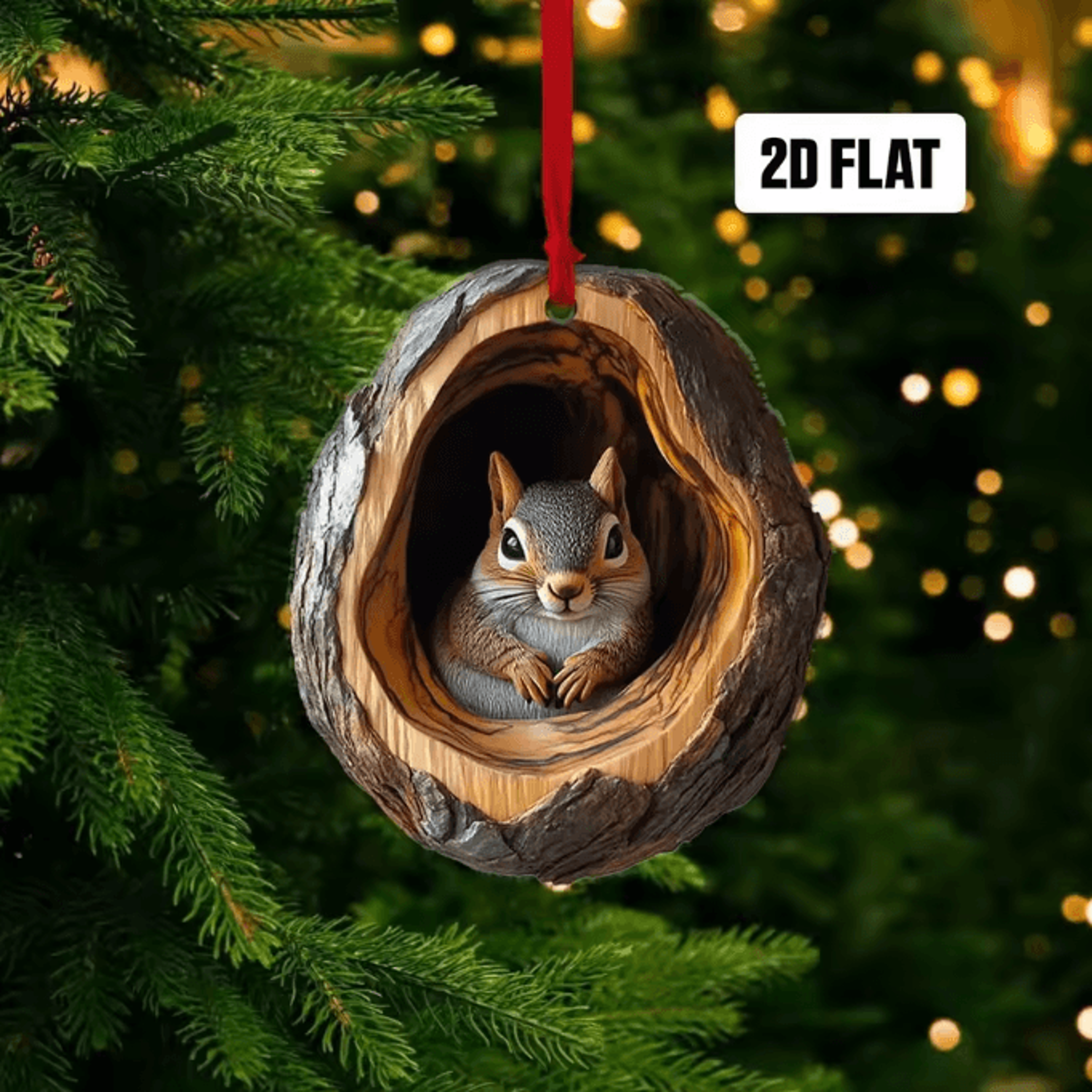 Acrylic Woodland Animal Tree Trunk Ornaments  Cute Bunny Owl  Hedgehog Christmas Hanging Decor 6