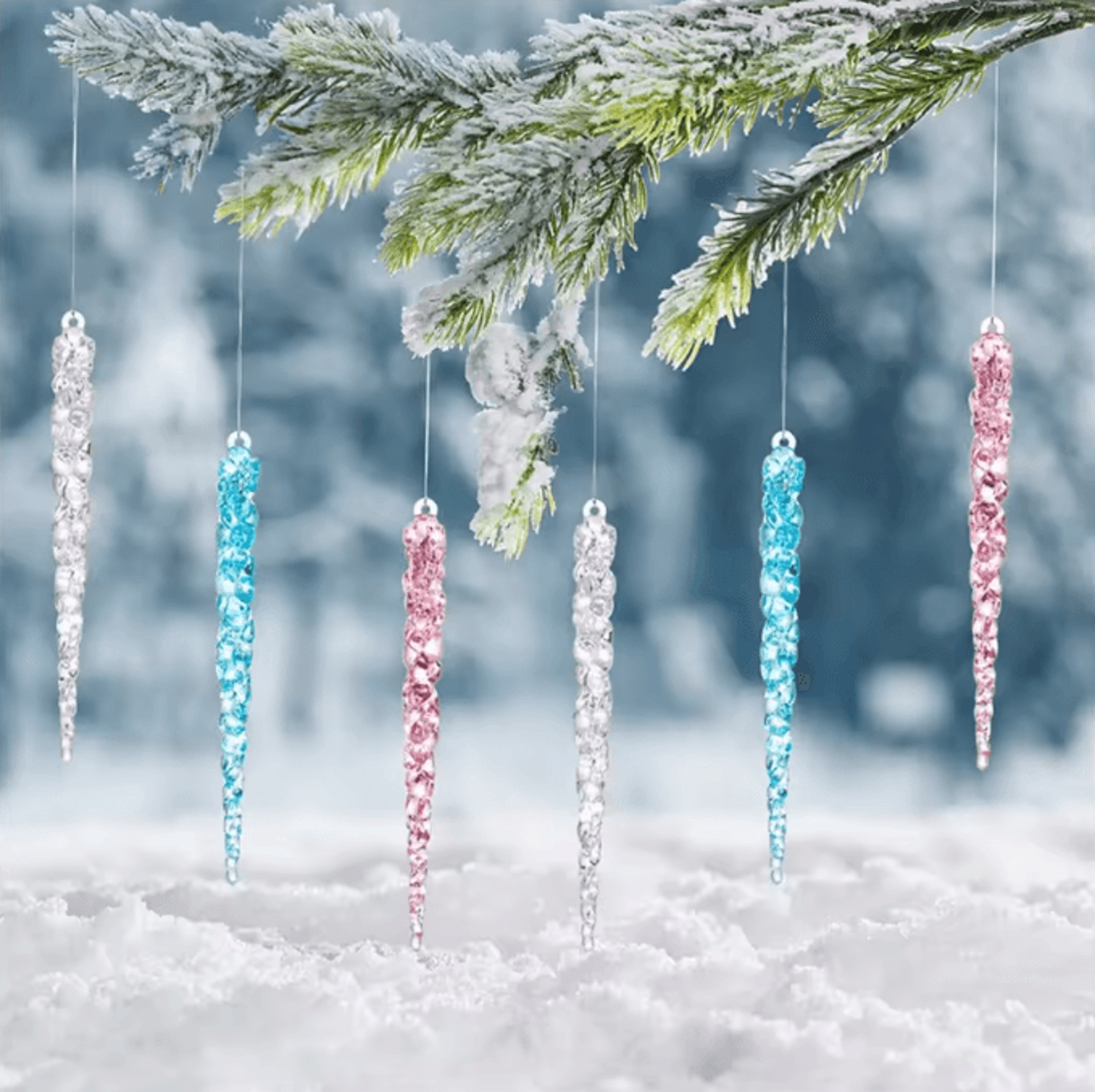 24PCS Acrylic Christmas Icicle Ornaments  Realistic Hanging Tree Decorations For Winter Decor 3